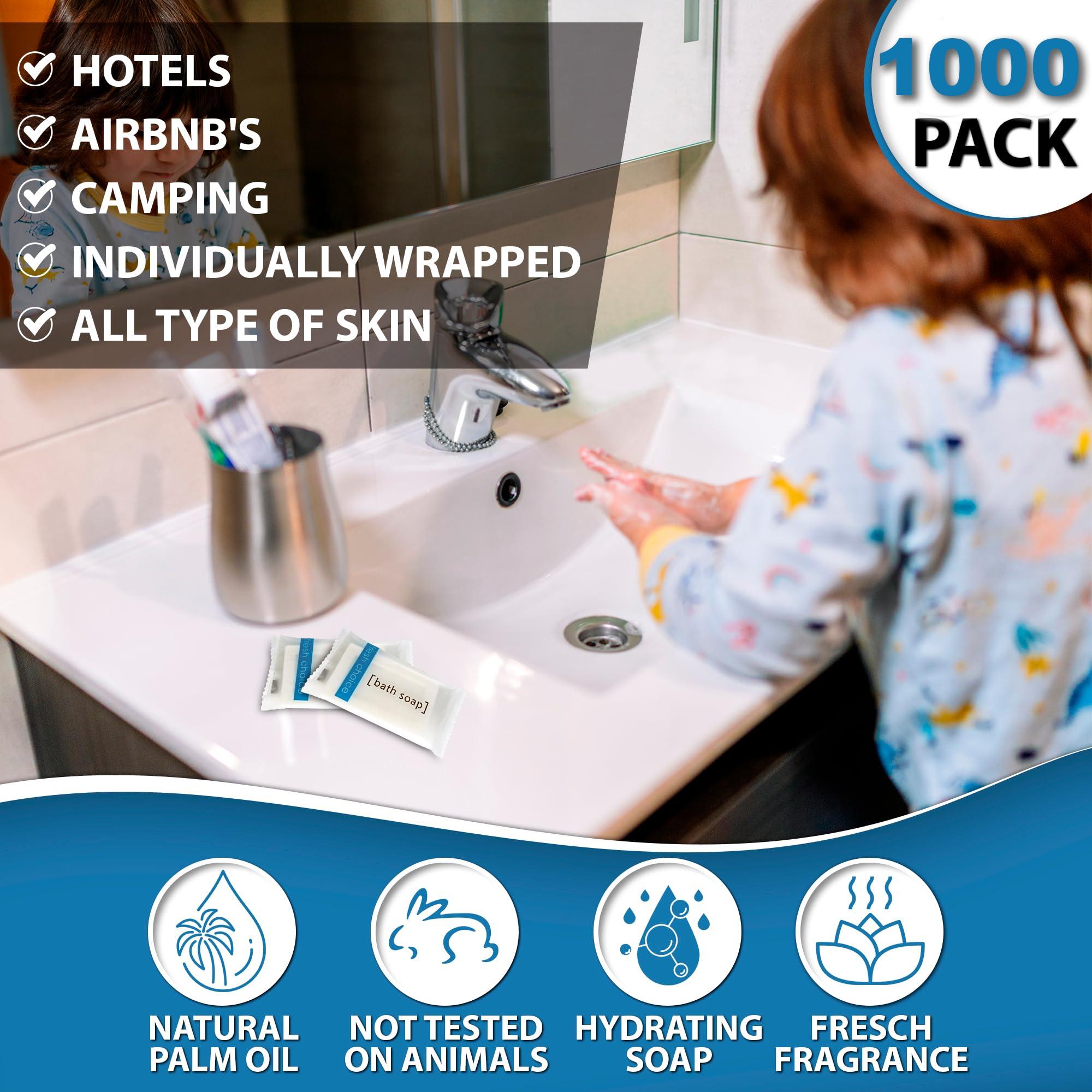 Fresh Choice Fresh Choice Bulk Hotel Soap, Individually Wrapped Bar Soaps, Mini Trial Size Toiletries, Bath Body Hand Soap for Airbnb, VRBO, Vacation Rentals and Motel Guest Bathroom, 0.5 oz, Pack of 1000