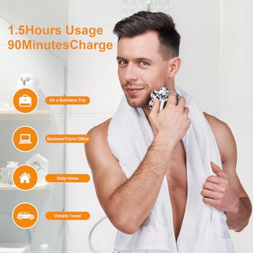 CST-Berger Head Shaver for Bald Men,2024 Upgrade 8-in-1 Mens Electric Shaver Bald Head Shaver for Men,Electric Razor for Bald Men IPX7 Waterproof Rotary Shaver Grooming Kit with LED Display