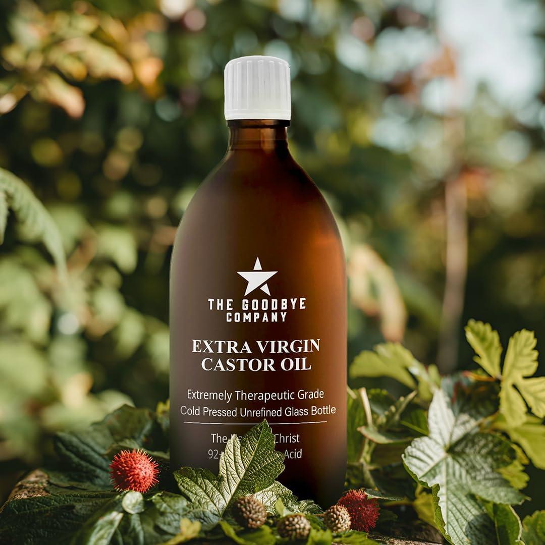 The Goodbye Company The Goodbye Company Organic Castor Oil  100% Pure Extra Virgin, Cold-Pressed & Unrefined  Hexane-Free  Nourishing Oil for Healthy Skin, Hair Growth & Eyelashes (250mL)