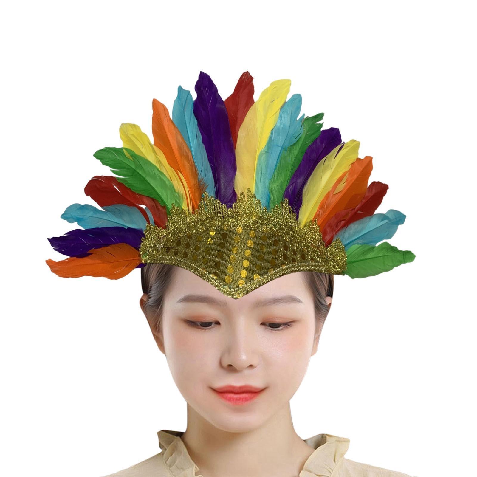 LCSVCCXA LCSVCCXA Feather Headdress Decoration American Chief Indian Headdress for Party Carnival Multi