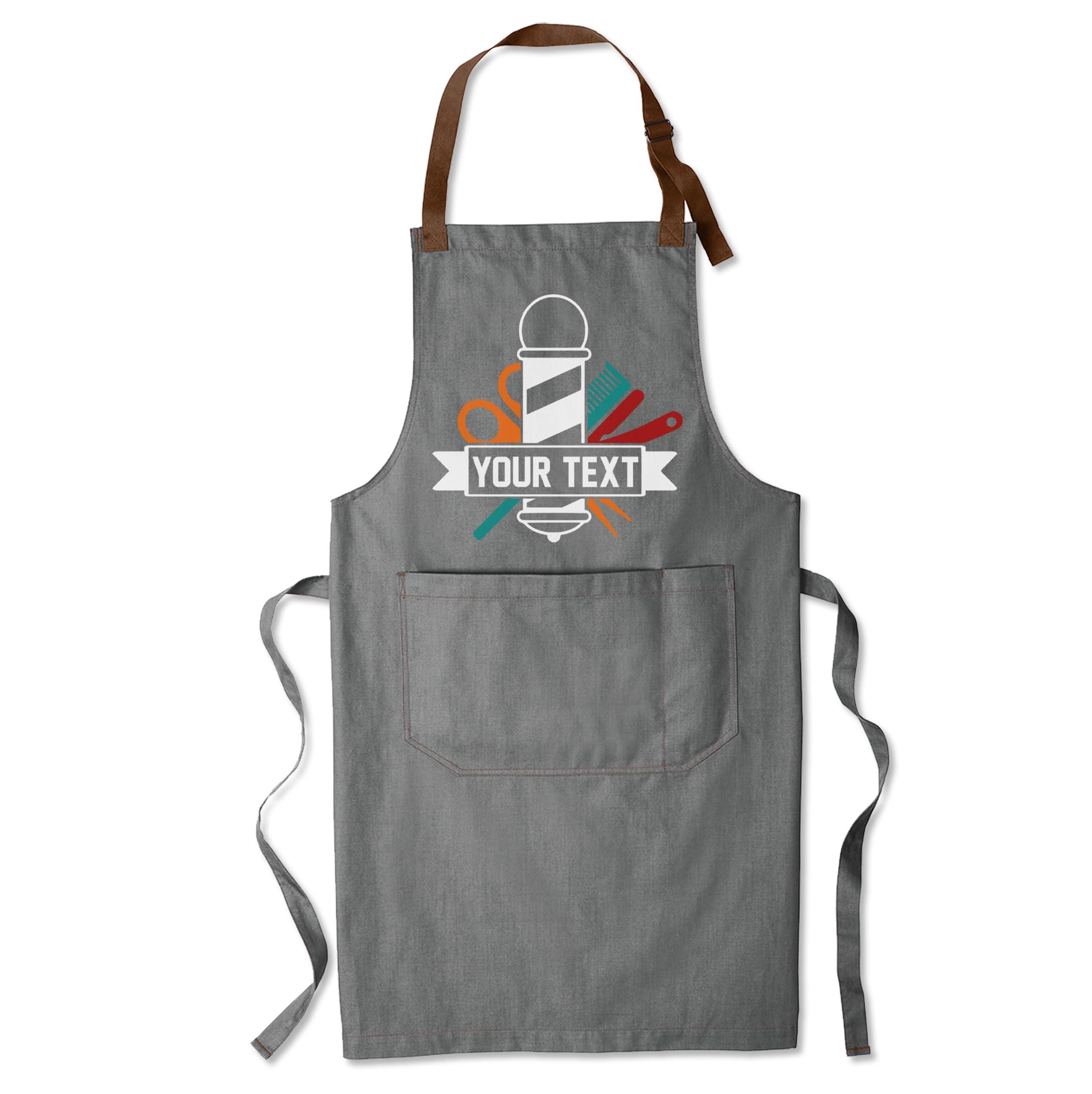 TEEAMORE TEEAMORE Custom Barber Apron Hairdressers Men Hair Stylist Salon Two Big Pockets Grooming Aprons Barbershop AshGrey D7