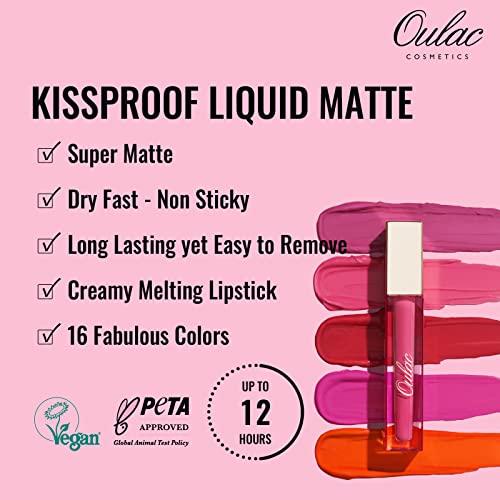 Oulac Oulac Matte Liquid Orange Lipstick for Women, Long Lasting Lipstick Waterproof Lip Stain, No Transfer, Creamy High Pigmented Formula with Rose Oil, Vegan & Cruelty-Free,Orange Red M07