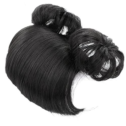SISWIM Messy bun hair pieces for women Kids Bun Hair Pieces with Hairband, Synthetic Hair Chignon with Bangs, Fashion Kids Cat Ear Headband Bun with Bangs, Kids Wig Accessories Chignon Hair Extensions Bun