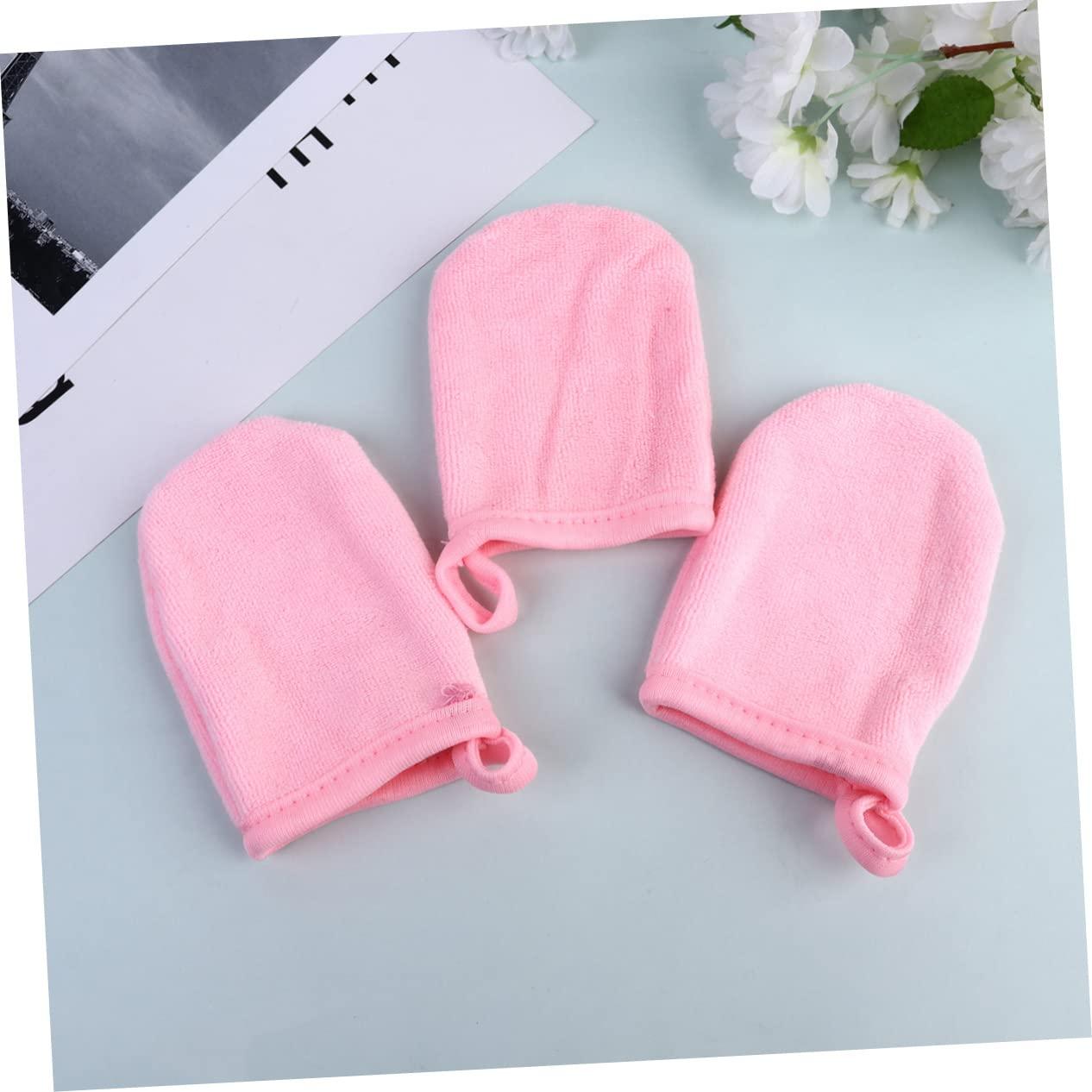 Healeved Healeved 3pcs Makeup Remover Gloves Facial Exfoliating Gloves Lint Wipes Makeup Wipes Scrub Gloves Exfoliating Nail Wipes for Gel Polish Face Wipes for Oily Skin Scrubber Skin Wipes Pink