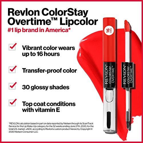 REVLON Revlon ColorStay Overtime Lipcolor, Dual Ended Longwearing Liquid Lipstick with Clear Lip Gloss, with Vitamin E in Pink, 24/7 Pink (530), 0.07 oz