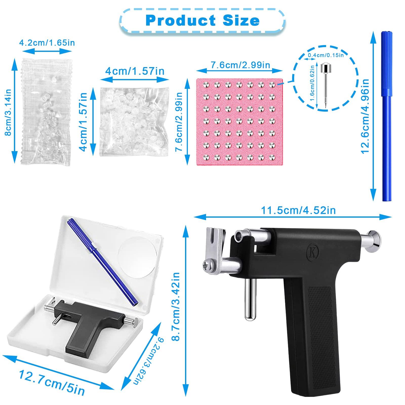 DolweJoy Ear Piercing Kit Professional Piercing Gun Reusable Body Nose Lip Earrings Piercing Tool with Stainless Steel Studs Silver Sticks for Salon Home Use