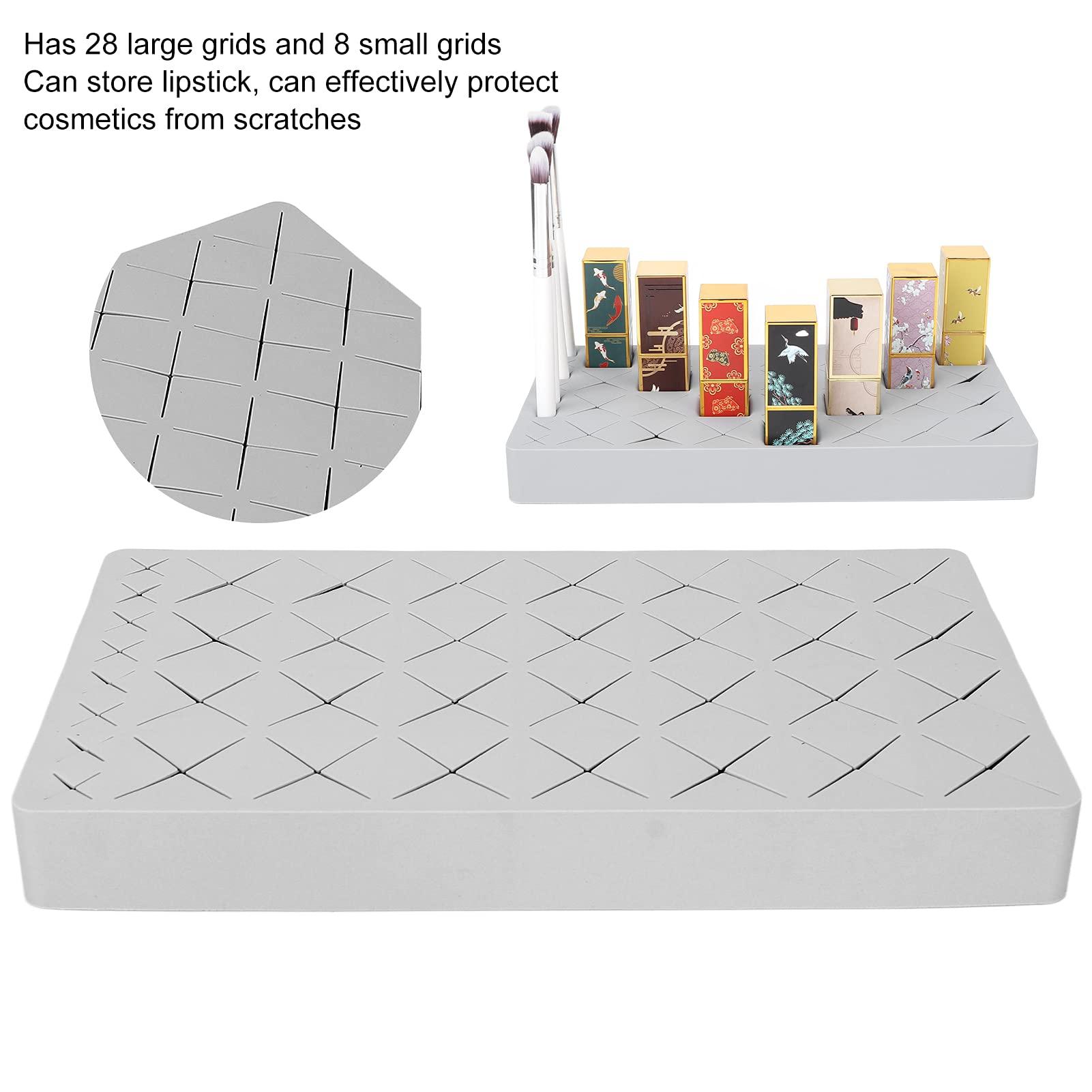 ZJchao Lipstick Storage, Makeup Organizer, Lipstick Holder Beauty Product Storage Box Makeup Storage Organizer Silicone Makeup Cosmetic Display Stand For Crayo Nail Polish(gray)