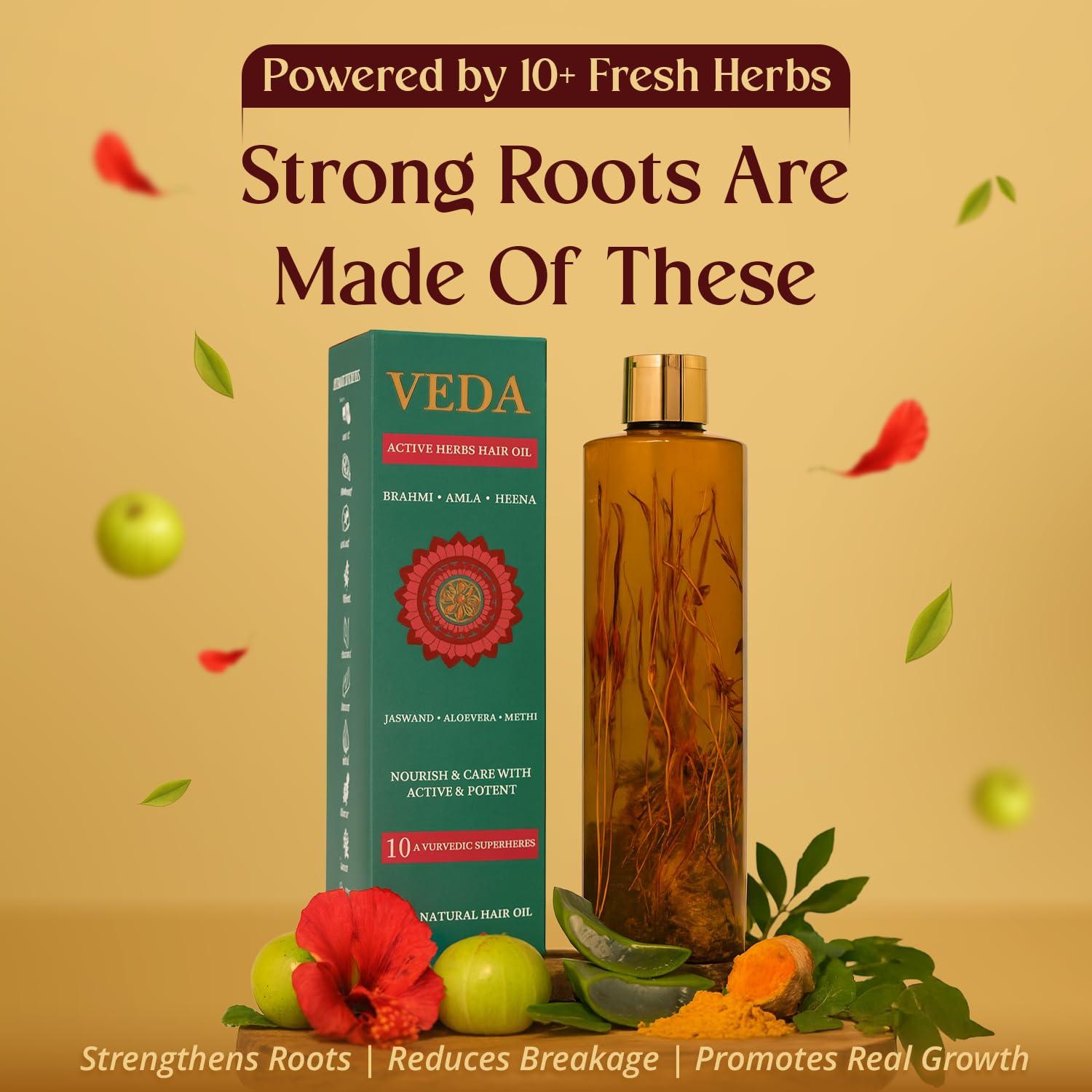 VEDA VEDA Active Herbs Hair Oil | Hair Growth Oil | Infused with Herbs | 200ml