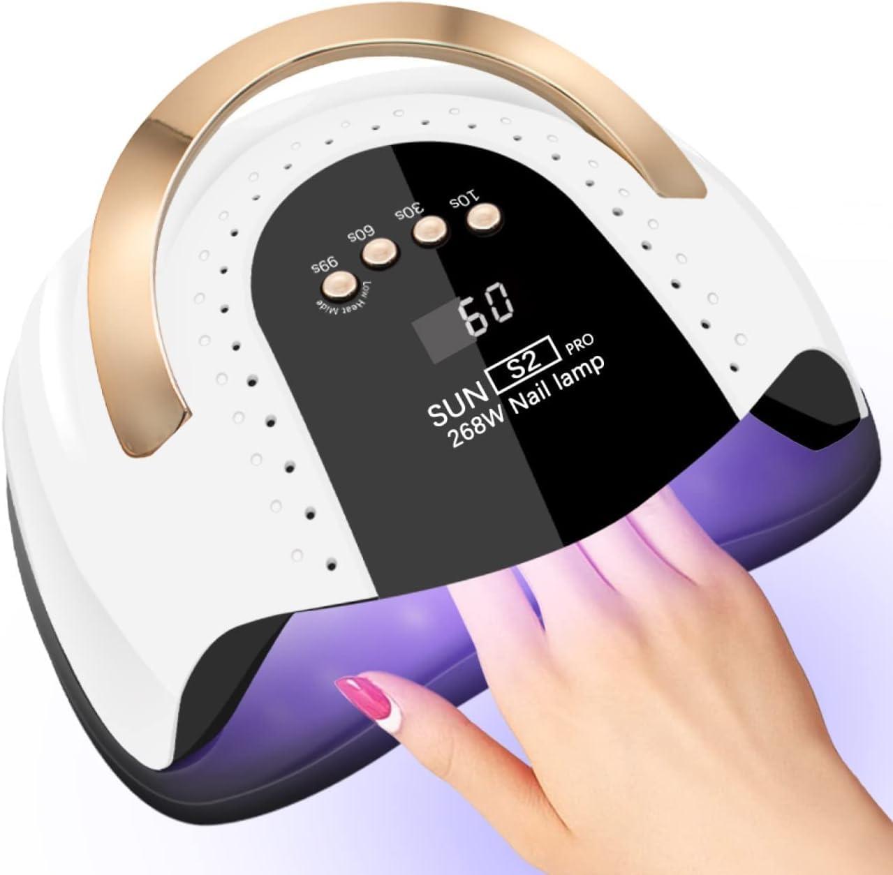 LKE 268W UV LED Nail Lamp, LKE Nail Dryer for Gel Polish, 4 Timers UV Nail Lamp Professional Nail Light, 57Pcs Lamp Beads and Automatic Sensor(White)
