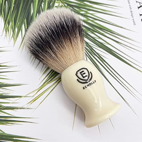 ECHOLLY Premium Shaving Brushes for men by Echolly-NO Shedding Bristle Shave Brushes for Men-Smooth Acrylic Handle Legacy Shave Brush-Rich and Fast Lather Shaving Cream Brush Dad Gifts for Fathers Day