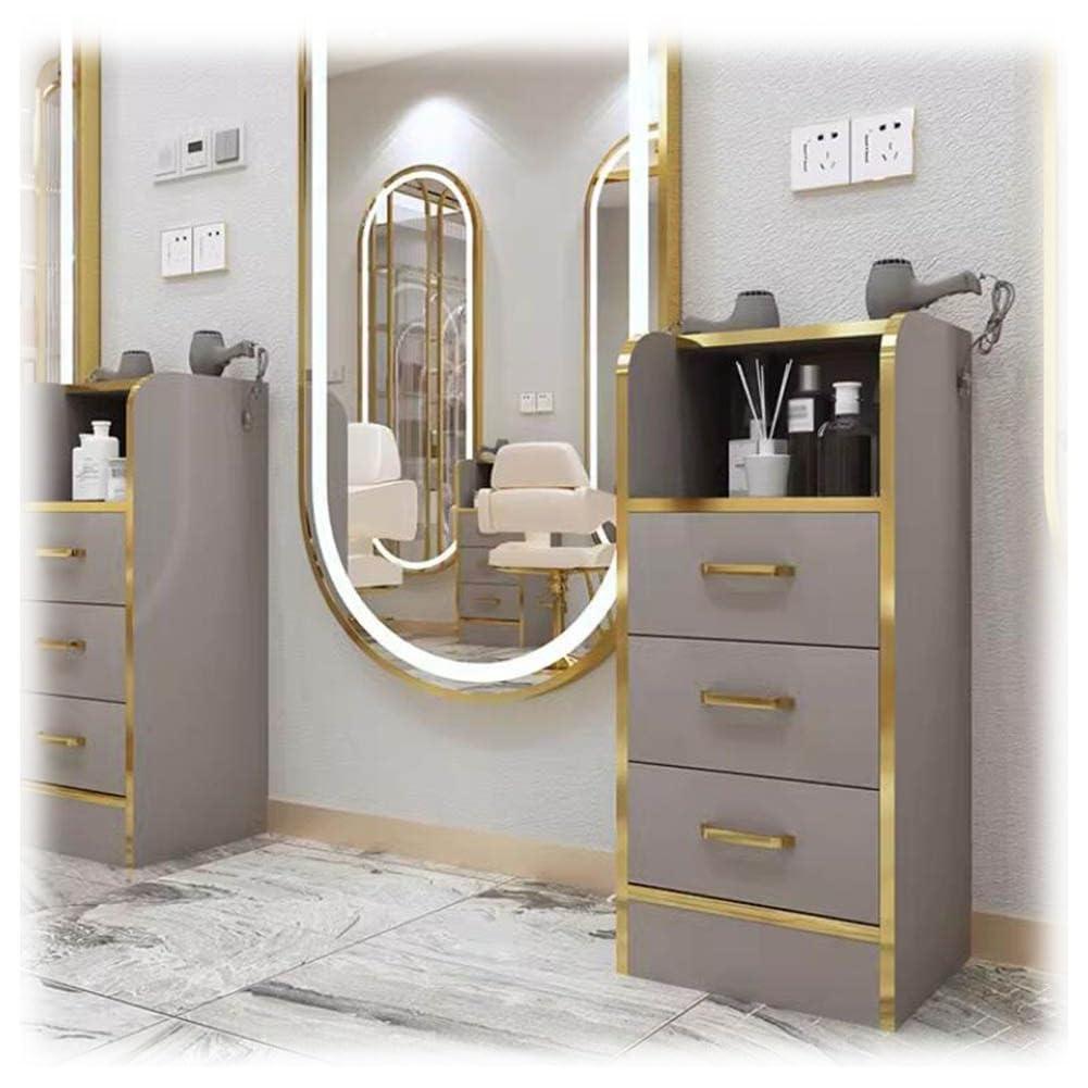 LXHELIVERY LXHELIVERY Barber Stations Storage Cabinet Beauty Salon Station with Dryer Holder Stylist Equipment for Hair Stylist with Tool Drawers Barber Shops (Color : Gray, Size : 35x30x80cm)