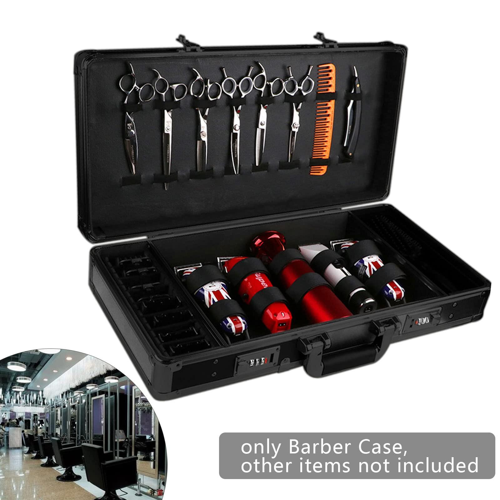 KONKENIE KONKENIE Carrying Case Scissors Storage with lock Portable Shears Clippers Trimmers Supplies Travel Barber Tool Organizer BoxAll Black
