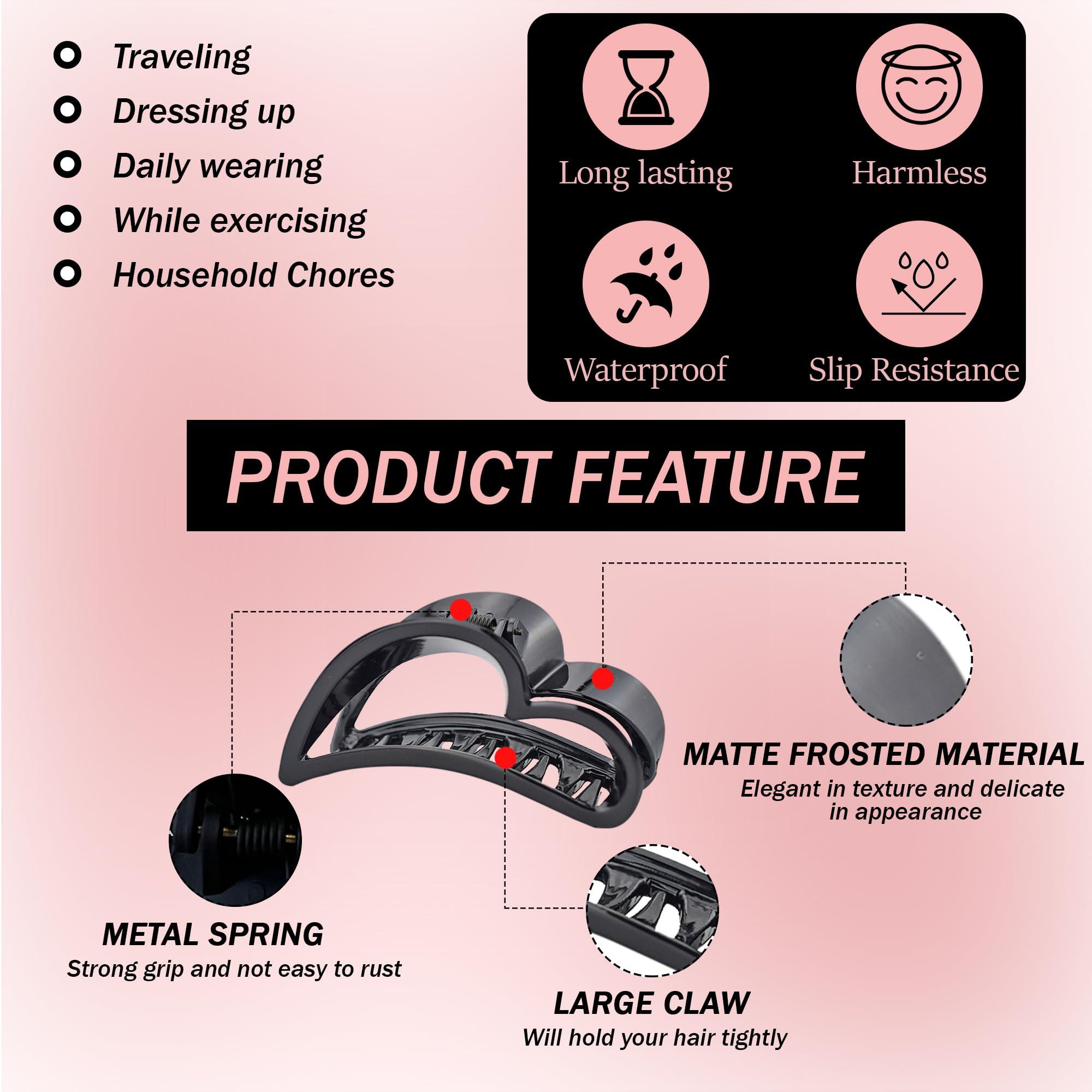 Rebecca Malone Rebecca Malone Hair Claw Clips for Women & Girls, 9 Pack - Assorted Set of 9 Clips in Various Sizes and Colors, Strong Hold Jumbo Clips for Thin, Thick, Curly Hair, Stylish Hair Accessories