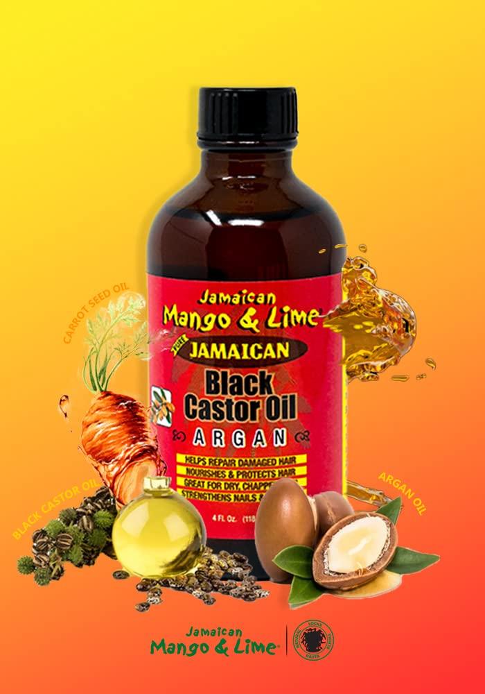 Jamaican Mango Jamaican Mango & Lime Black Castor Oil - Argan, Organic, 118 ml (Pack of 1)