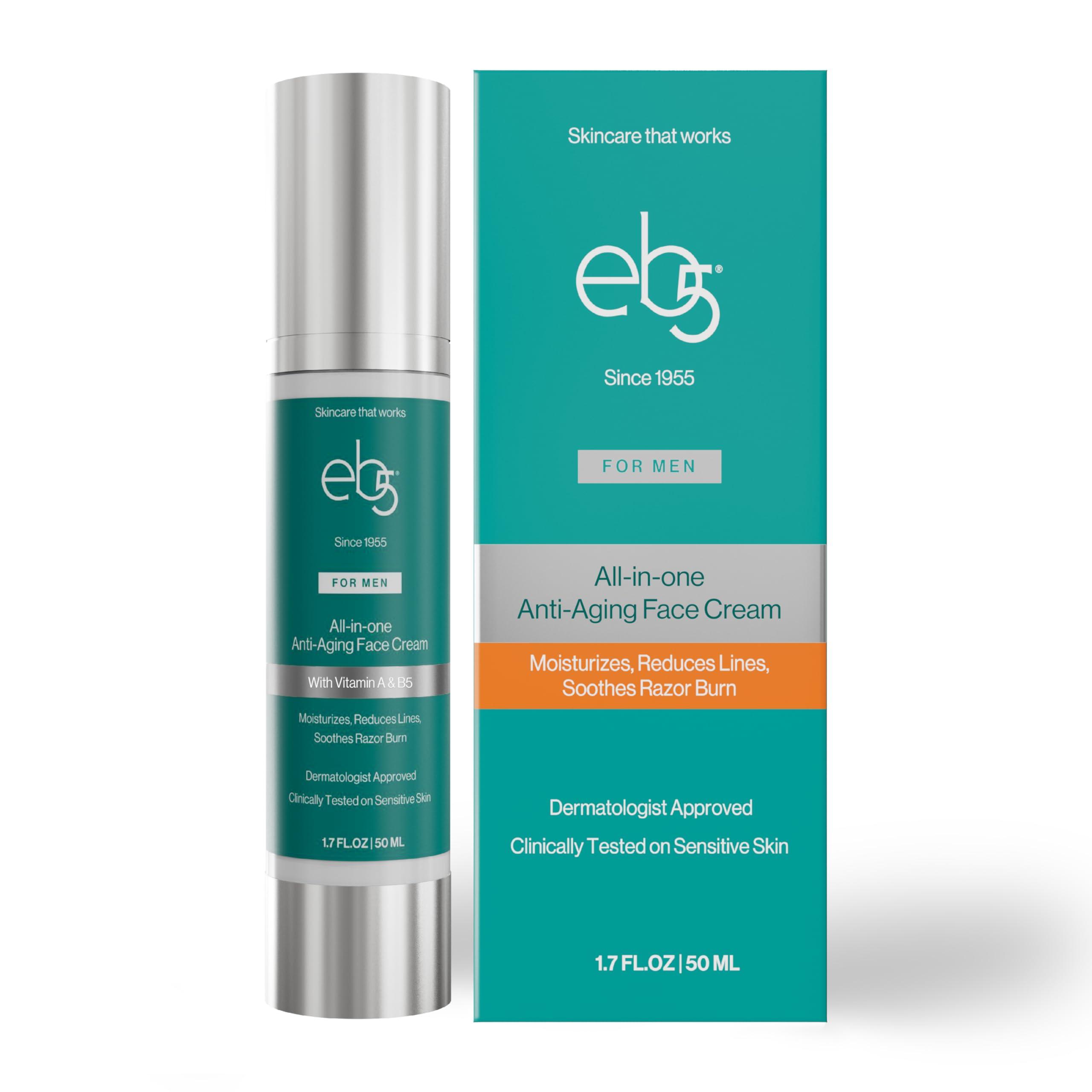eb5 eb5 Mens All-in-one Anti-Aging Face Cream | Formulated with Retinol, Vitamins E, B5, and A to Moisturize, Reduce Lines and Soothe Razor Burn - 1.7 Fl Oz