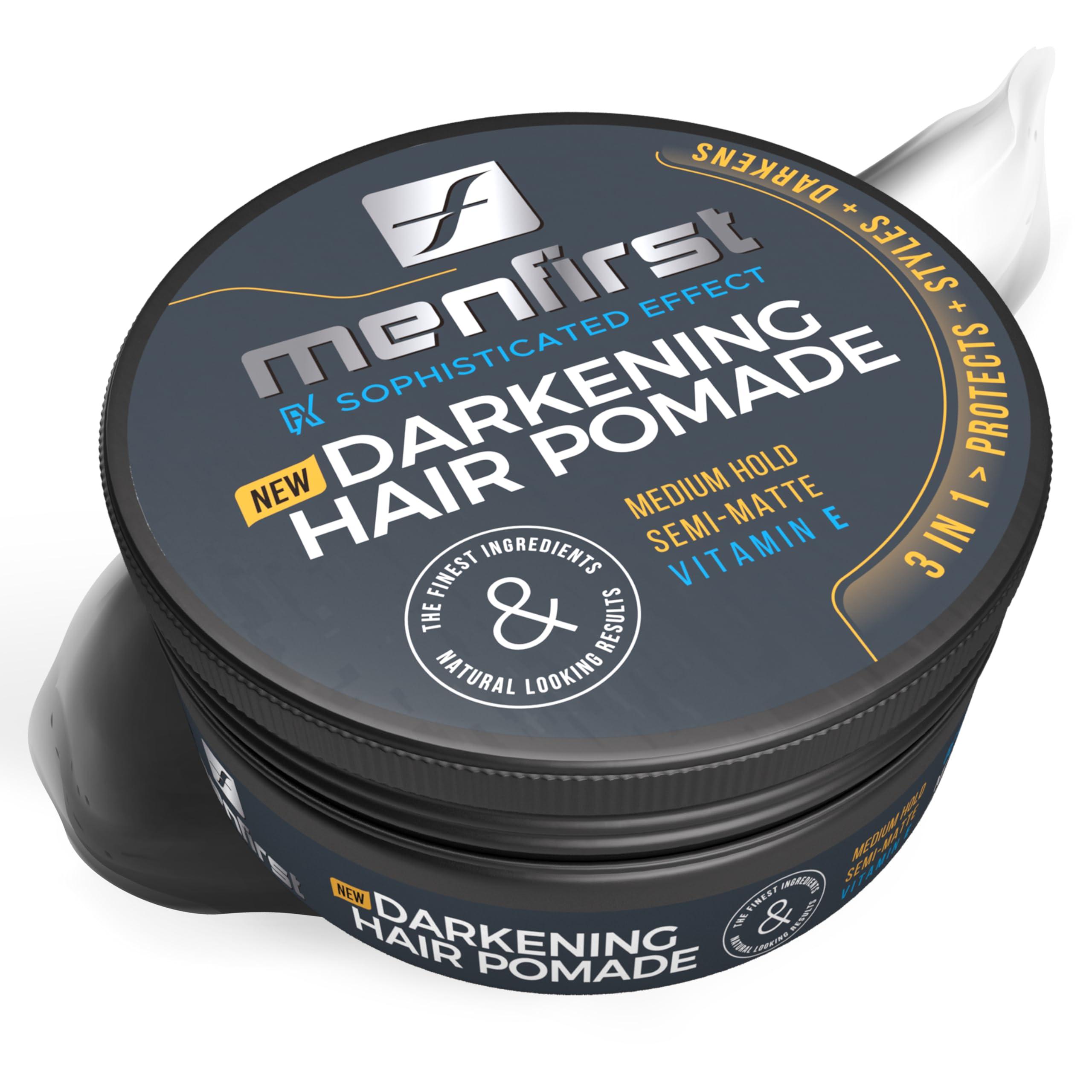MENFIRST MENFIRST - Hair and Beard Pomade for Men - Instant Gray Coverage for Medium Brown to Black Styling Paste - Darkens White Hair Like a Wax - 1 Pack