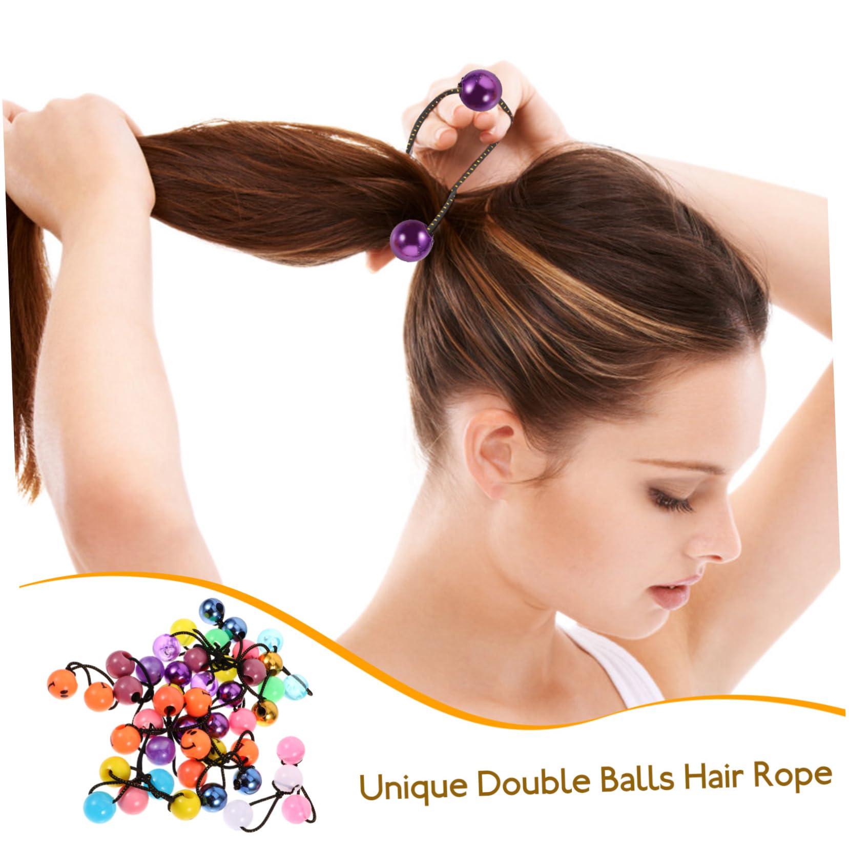 Gogogmee Gogogmee 24 Pcs Hair Ties Bracelets Plastic Hair Ties Colorful Hair Ties with Balls Stretchy Hair Ties
