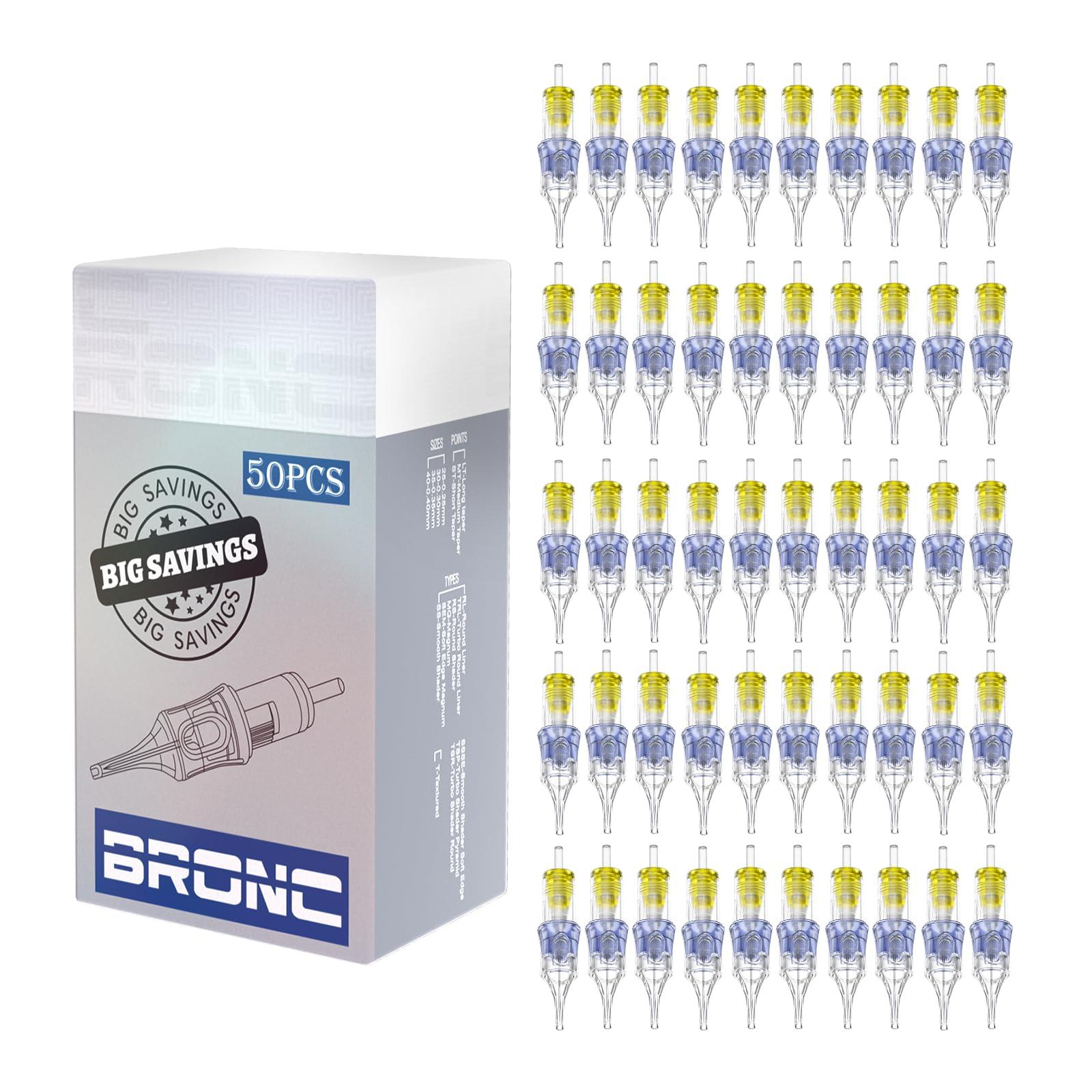 BRONC BRONC 50PCS Tattoo Cartridge Needles 1203RS - 3RS #12 Standard 0.35mm 3 Round Shader Disposable Tattoo Needles for Rotary Tattoo Machines