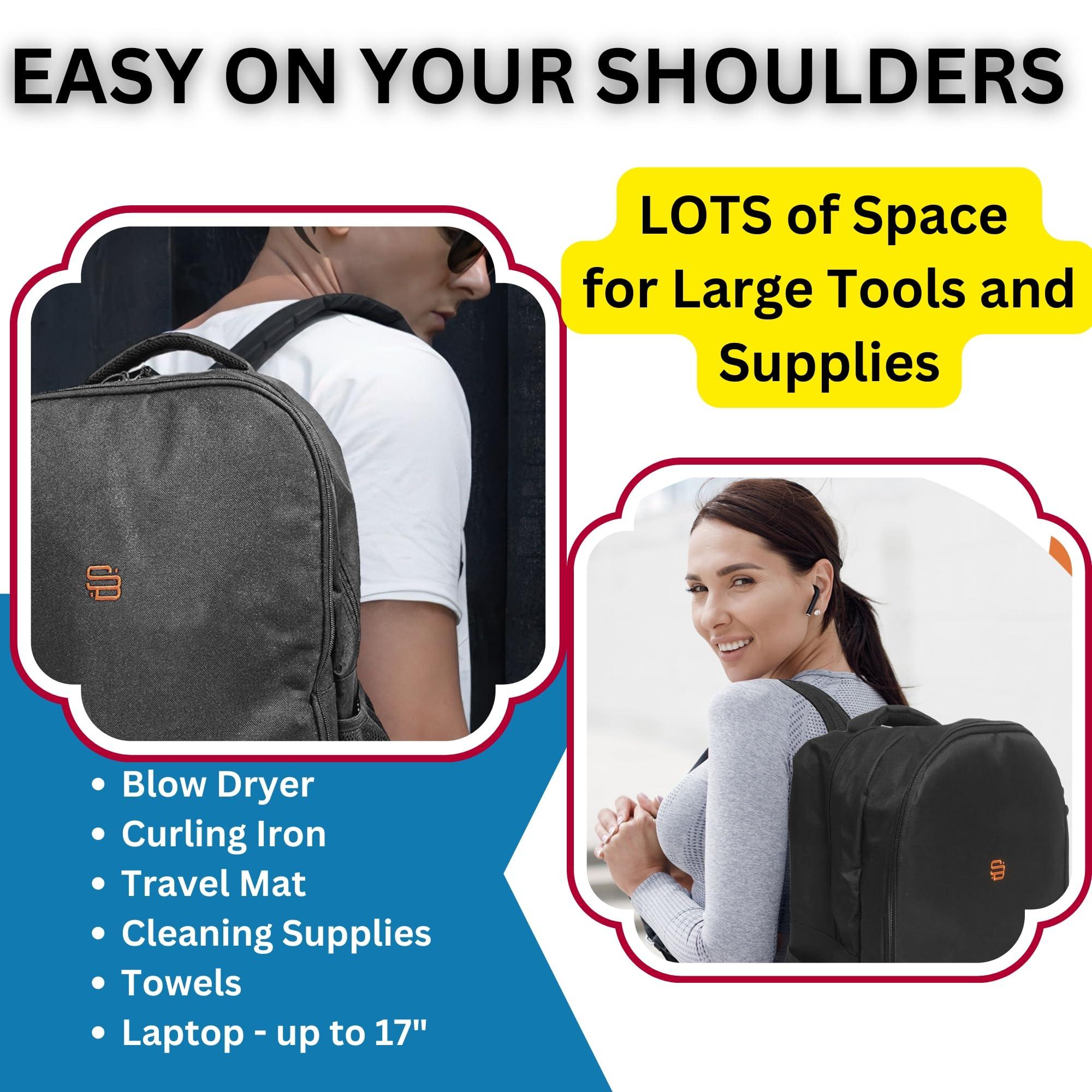 Smart Barber Smart Barber XL Barber Bag & Barber Backpack for Clippers, Tools & Supplies  Padded Tool Compartment, Durable, Easy-Clean, Water-Resistant Case for Traveling Stylists & Groomers