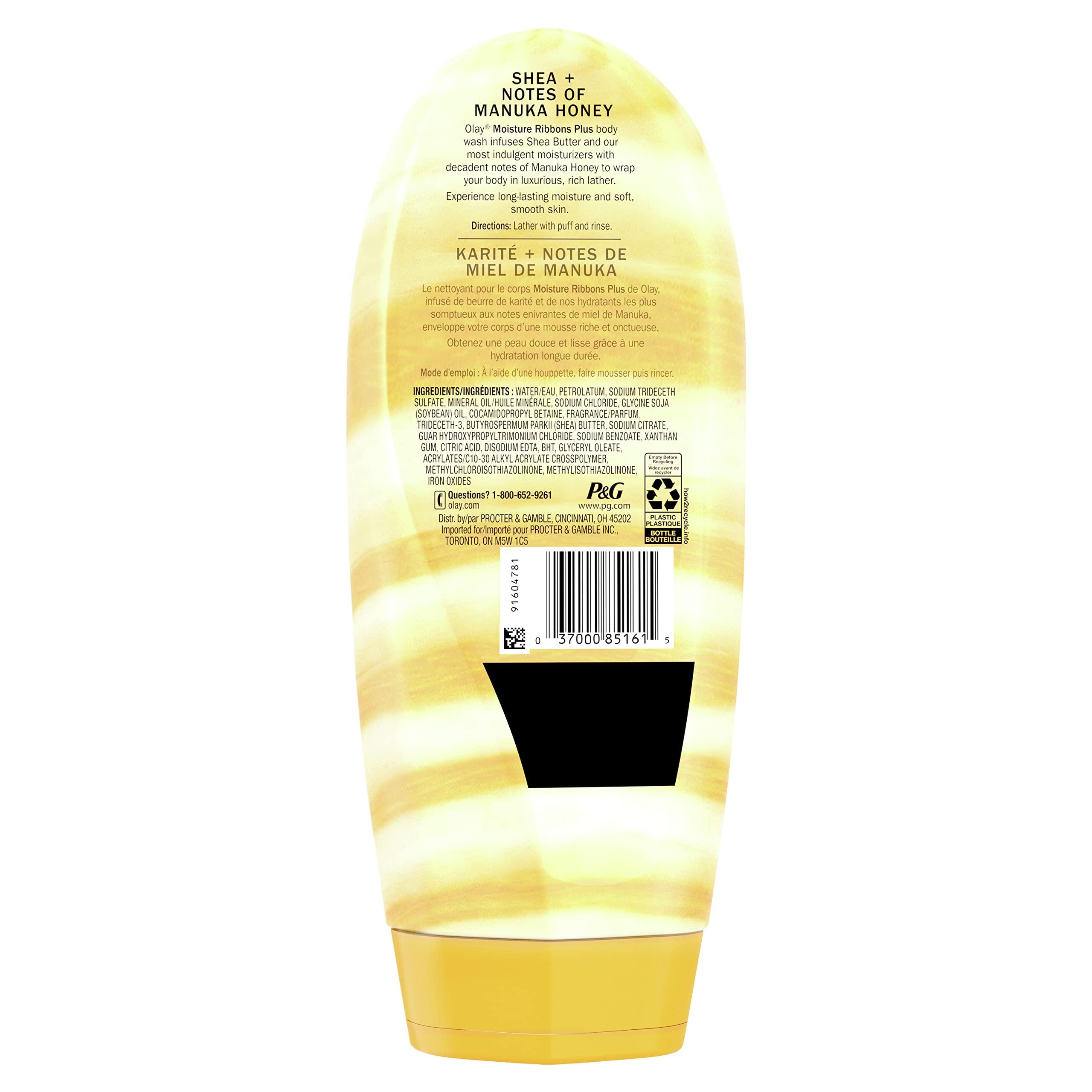 Olay Olay Moisture Ribbons Plus Body Wash for Women, Shea + Manuka Honey Scent, 18 fl oz