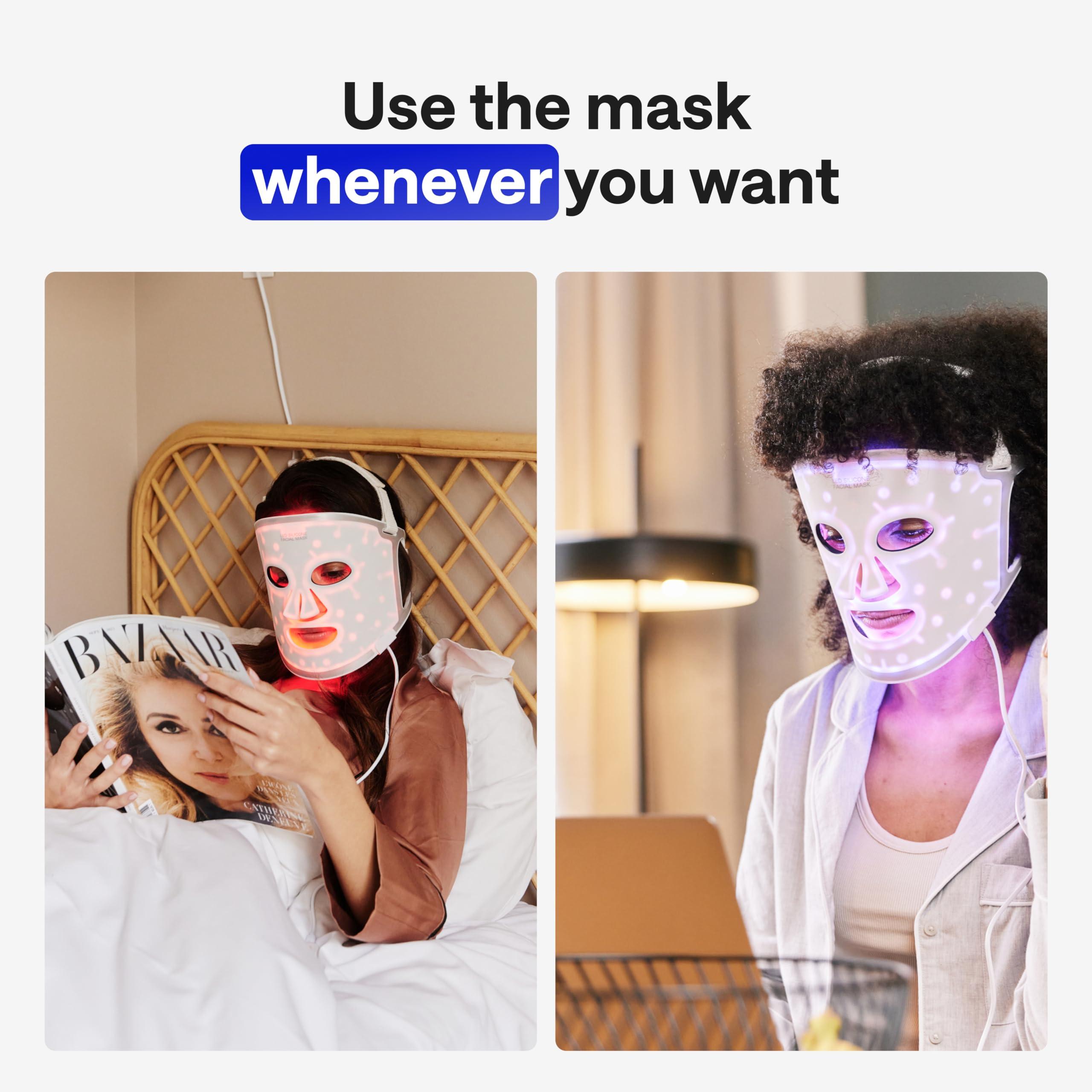 WONDER FAMILY LED Face Mask Light Therapy - Red Light Therapy for Face & Blue Light Therapy in 1 LED Light Mask for Face - Red Light Face Mask LED Light Therapy for Face Light Therapy Device - LED Mask Skincare