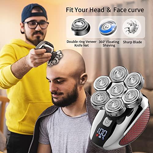 CHLANT Head Shaver for Bald Men 7D, Bald Head Shavers for Men Wet&Dry,CHLANT 5-in-1 Electric Head Shaver for Men Head Razor Cordless Rechargeable Waterproof, Electric Razor for Men Rotary Shaver Grooming Kit