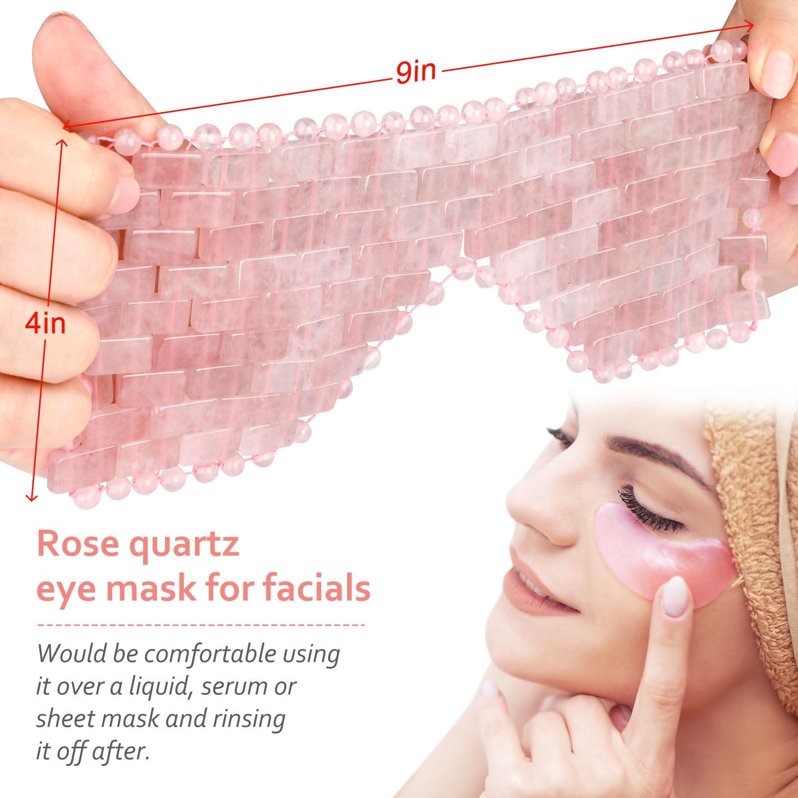 ideayard ideayard Rose Quartz Eye Mask, Cooling Jade Eye Mask 100% All Natural Crystal Eye Mask for Facial