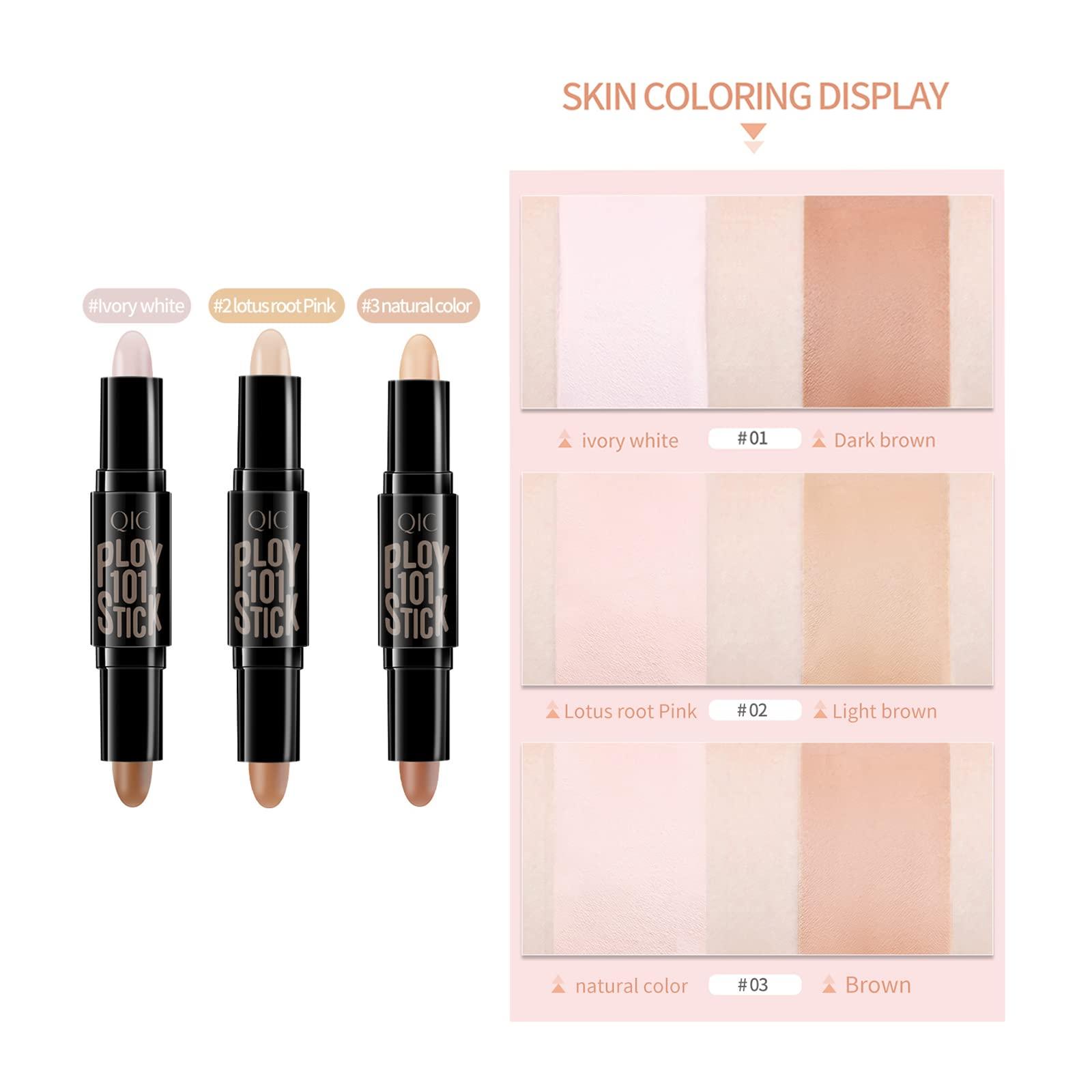 SOMGKIN Highlight Contour Stick, 2 in 1 Makeup Shading Stick, Face Highlighters Sticks, Concealer Contour Highlighter Stick,Cruelty Free Makeup,double-end face concealer contouring sticks cream (01)