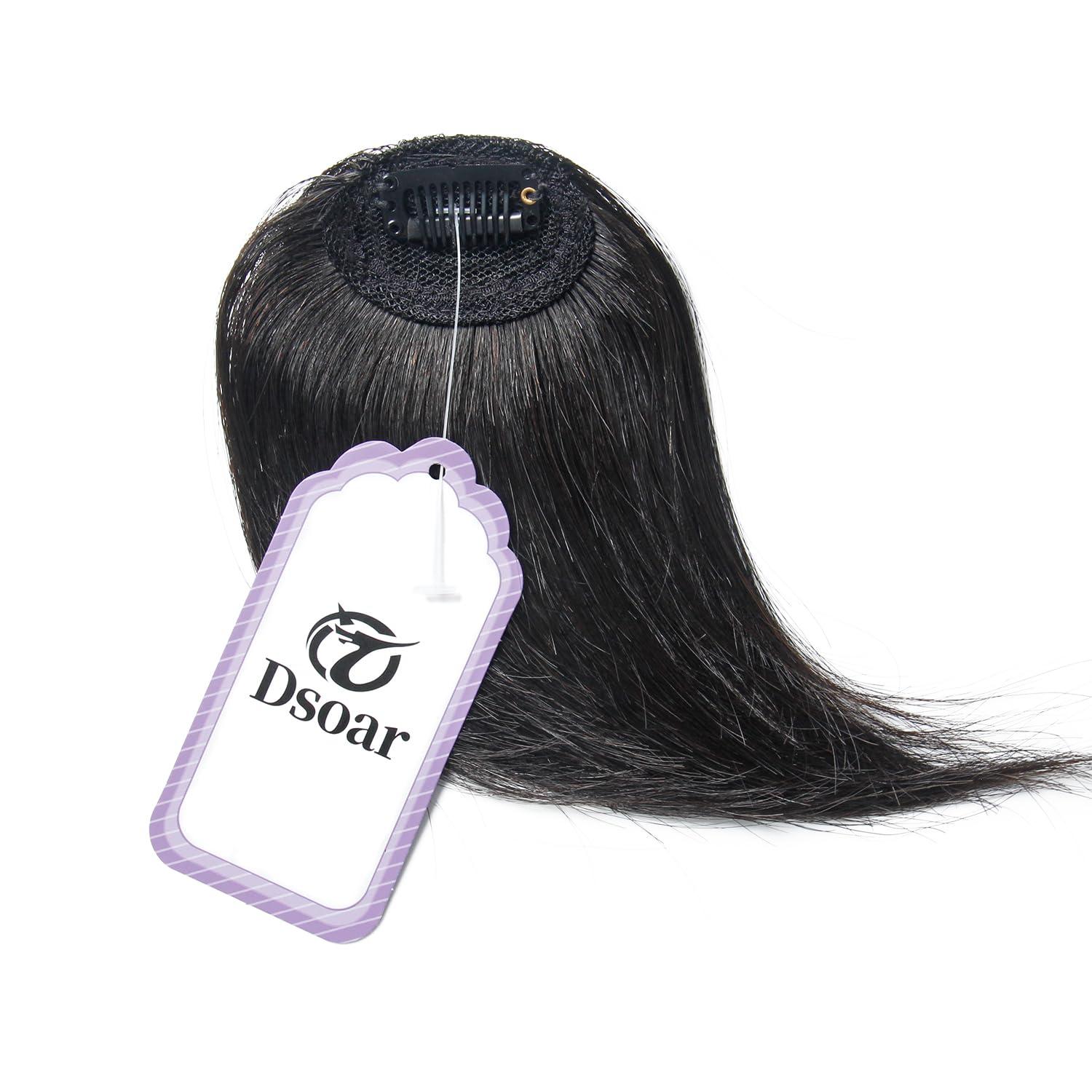 Dsoar Dsoar Side Bangs Clip in Real Human Hair Bang Natural Clip on Straight Fringe Hair Extensions(Natural Black Color)
