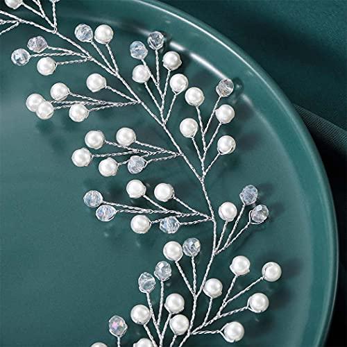 Yean Yean Babys Breath Hair Piece Wedding Hair Vine Silver Rhinestone Headband Bridal Branch Crystal Wreath Crown Bridal Flower Vine Accessories for Bride and Bridesmaid (Silver)