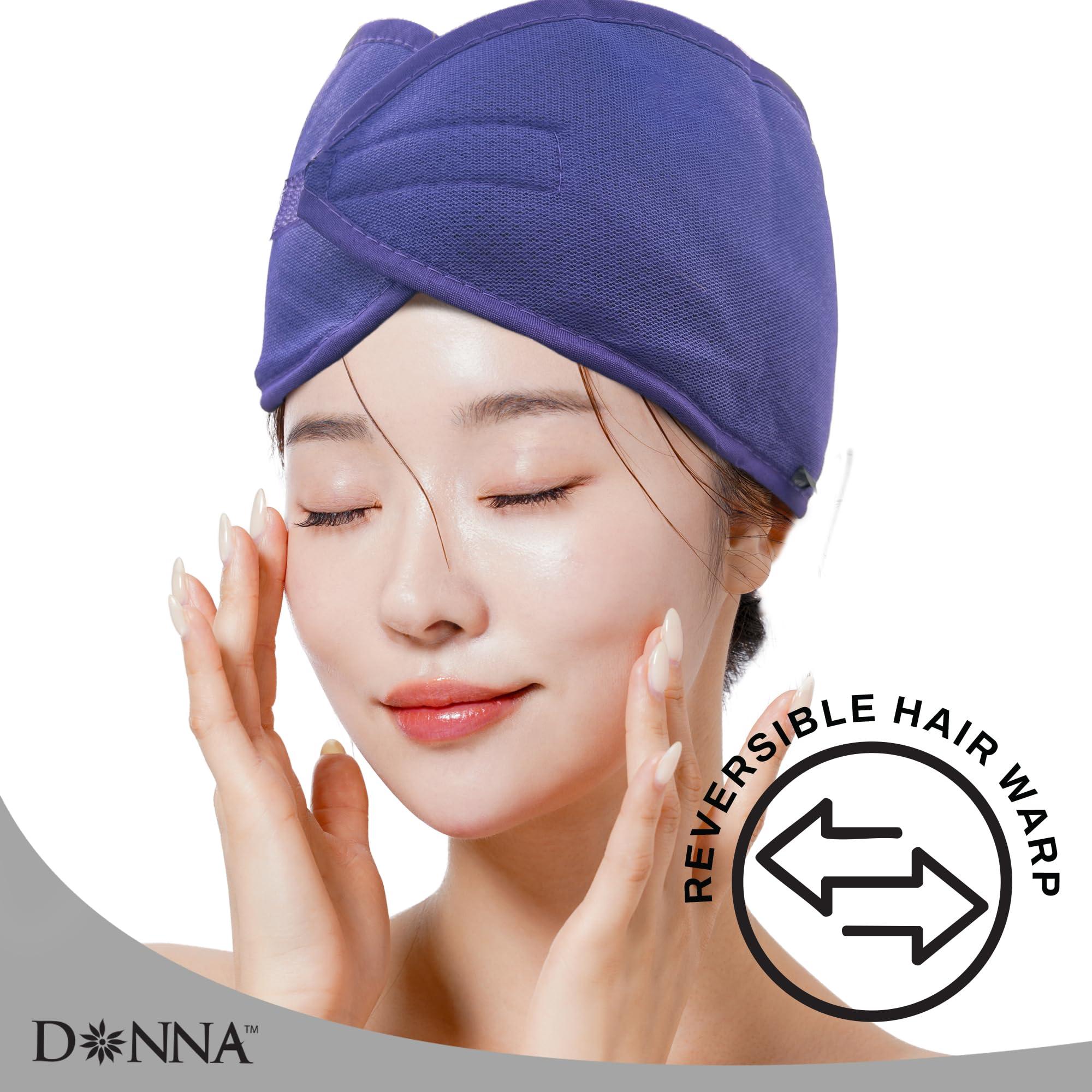 DONNA DONNA Deluxe Foam Velcro Headband, Silk Hair Wraps for Face Wash, Makeup and Hair Accessories BLACK