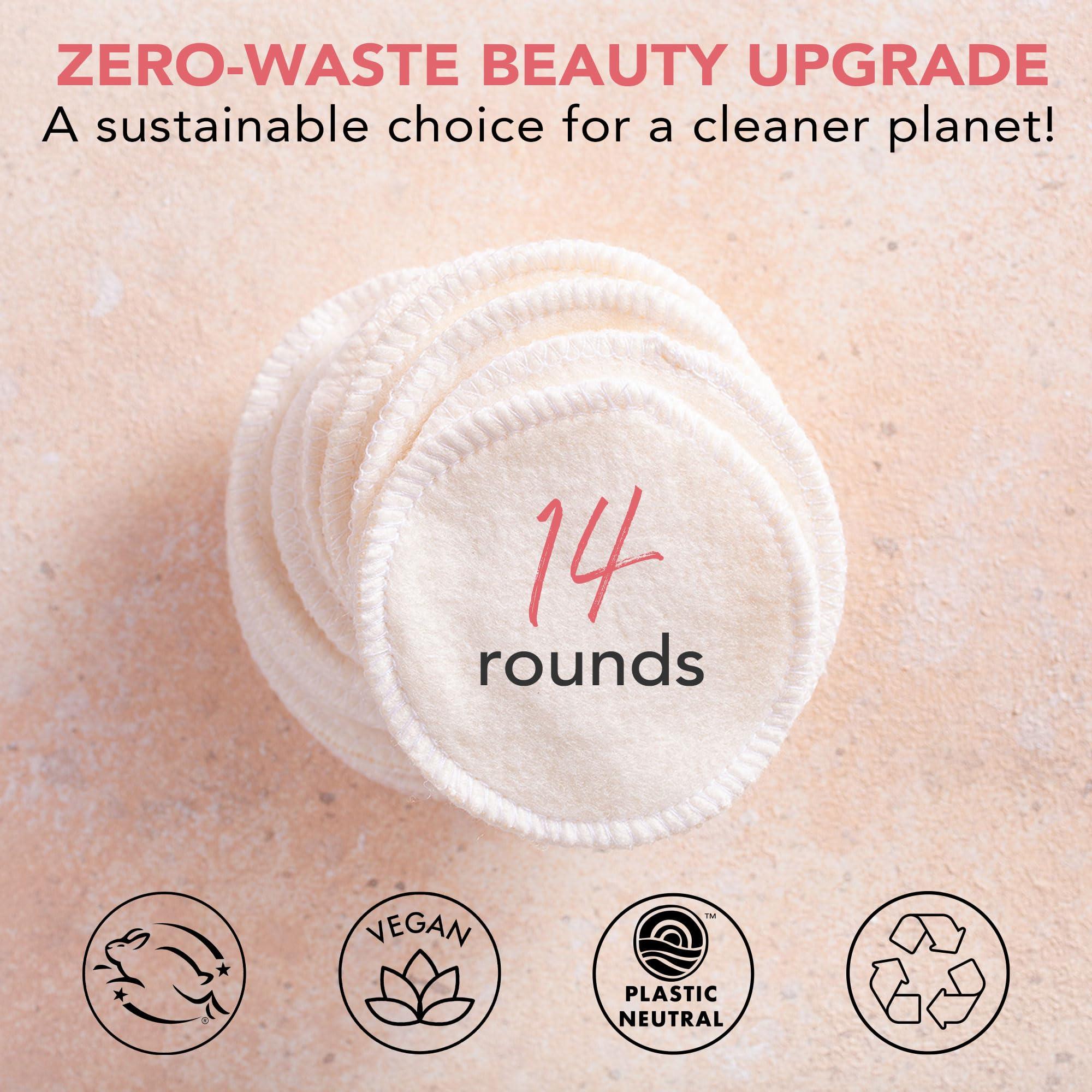 Beauty by Earth Reusable Makeup Remover Pads - 14 Eco-Friendly Cotton & Bamboo Rounds for Toner, Ultra Soft for All Skin Types, Includes Washable Bag