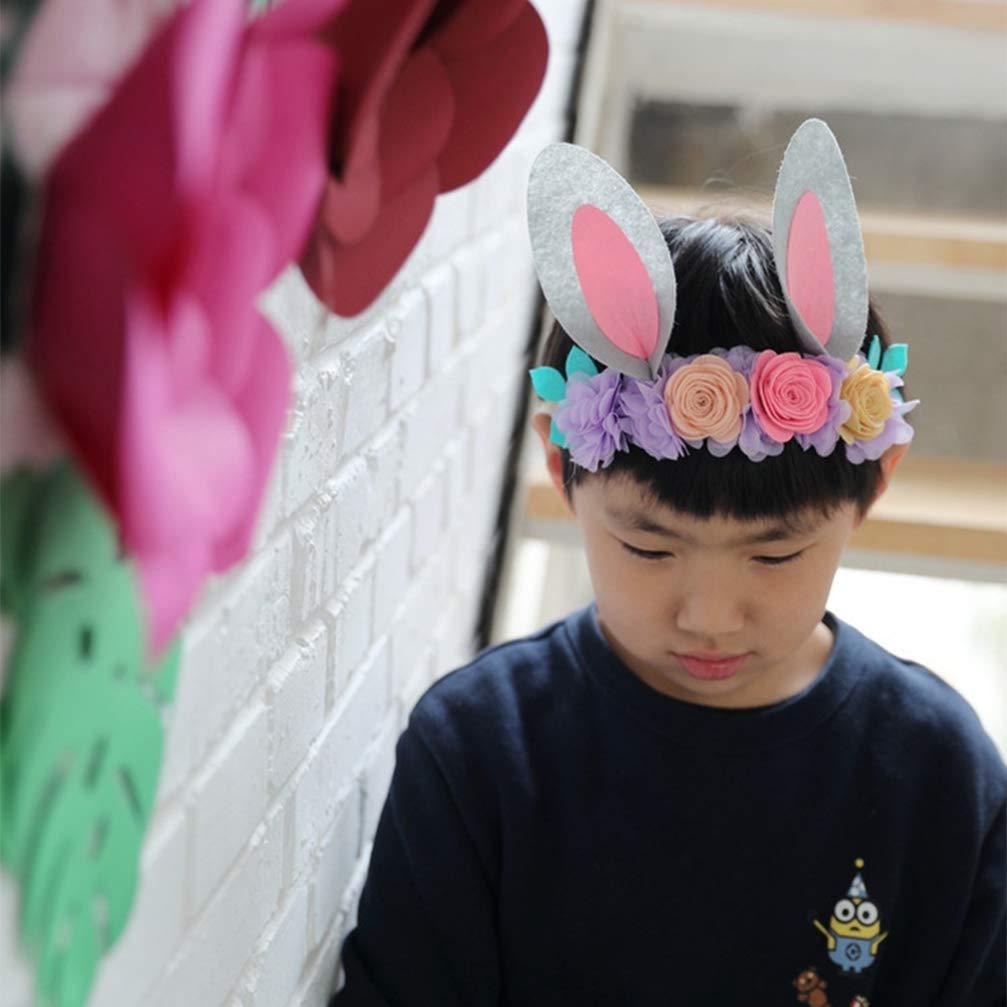ABOOFAN ABOOFAN Easter Party Headband Baby Headband Easter Headband Kids Headbands Baby Bunny Ears Headband Rabbit Ear Headband Bunny Ears Hairband Hair Ties Kids Flowers Child Flower Headdress