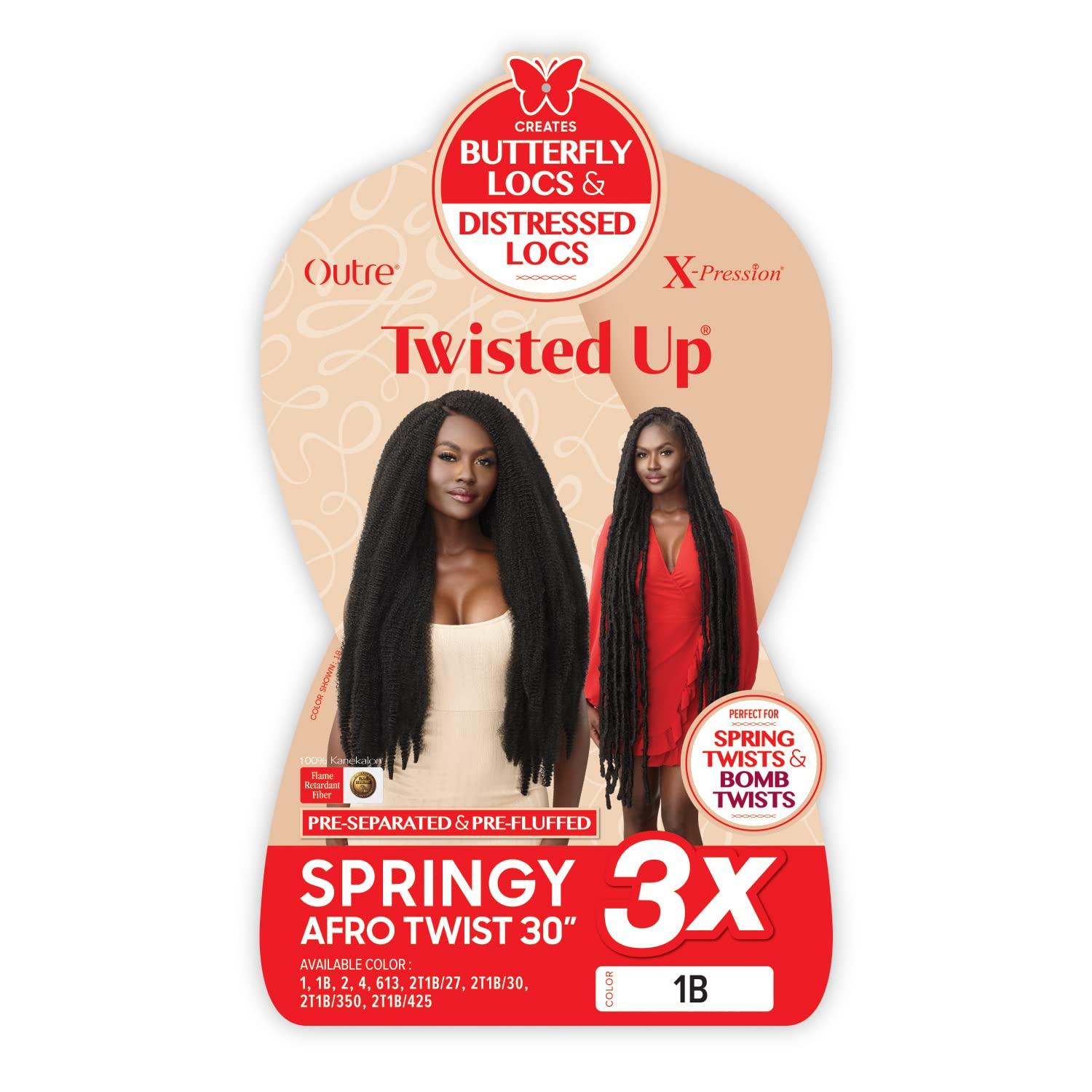 Sun Taiyang Outre Crochet Braids X-Pression Twisted Up 3X Springy Afro Twist 30" (3-PACK, 1B)