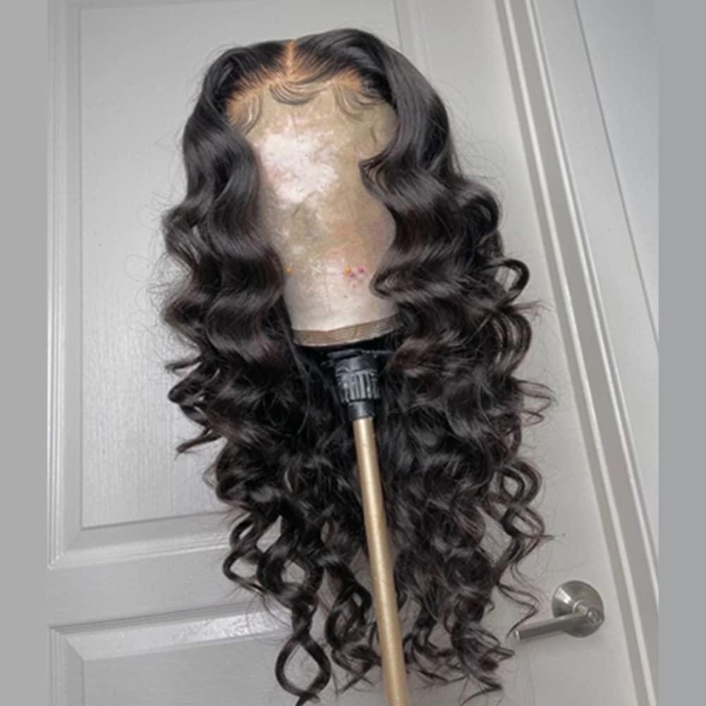 Ruma Hair Full 13x4 HD Transparent Lace Frontal Wig Loose Wave Silk Top Lace Closure Human Hair Wigs For Women Preplucked Brazilian Hair Wig Baby Hair (14inch, 4x4 Lace Closure Wig)