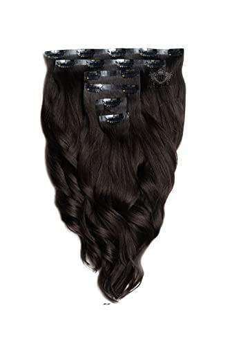Foxy Locks Foxy Locks Brown Black – Elegant 14" Silk Seamless Clip In Human Hair Extensions 120g