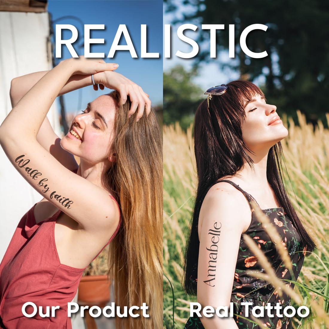 TESFANS Custom Temporary Tattoos, Personalized Temporary Tattoos with Name Text Letters, Create Your Own Temporary Tattoo, Custom Fake Tattoos for Adults Men & Women, Realistic Temporary Tattoos for Gifting