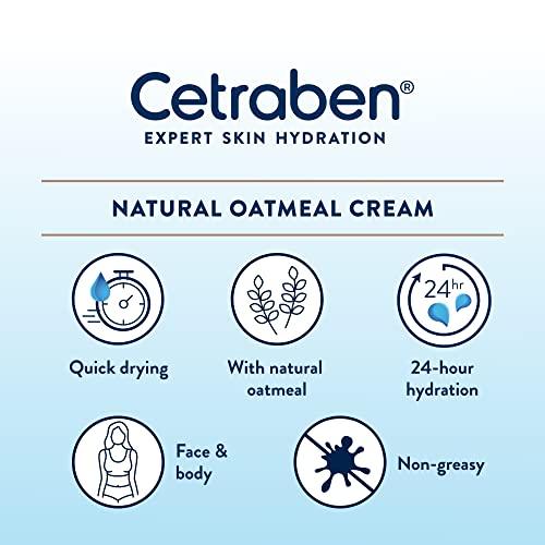 Cetraben Cetraben Natural Oatmeal Cream, for Dry, Sensitive & Eczema-Prone Skin, Provides 24 Hour Hydration, Soothing, Lightweight and Quick Drying, for Daily use on The Body and Face, 1 x 475g