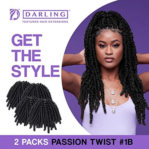 Darling Darling Passion Twist 6X Crochet Hair Extensions (3 Packs, 2X per Pack), Natural & Soft Texture, Bomb Twist, Natural and Soft Texture, Black Afro Curly, 24 Inch, 1B