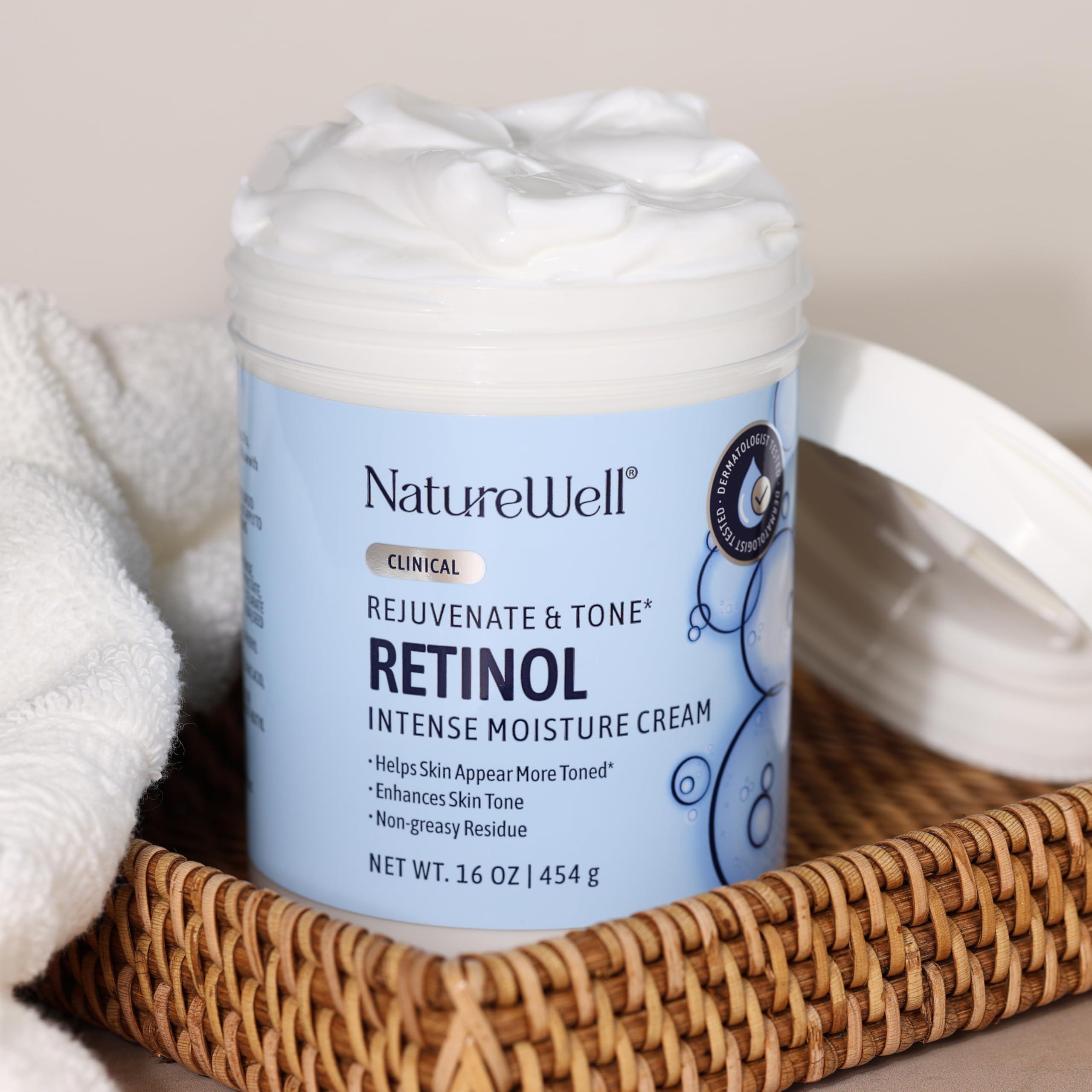 NATURE WELL NATURE WELL Clinical Retinol Advanced Moisture Cream for Face, Body, & Hands, Boosts Skin Firmness, Enhances Skin Tone, No Greasy Residue, Version 2.0, 16 Oz