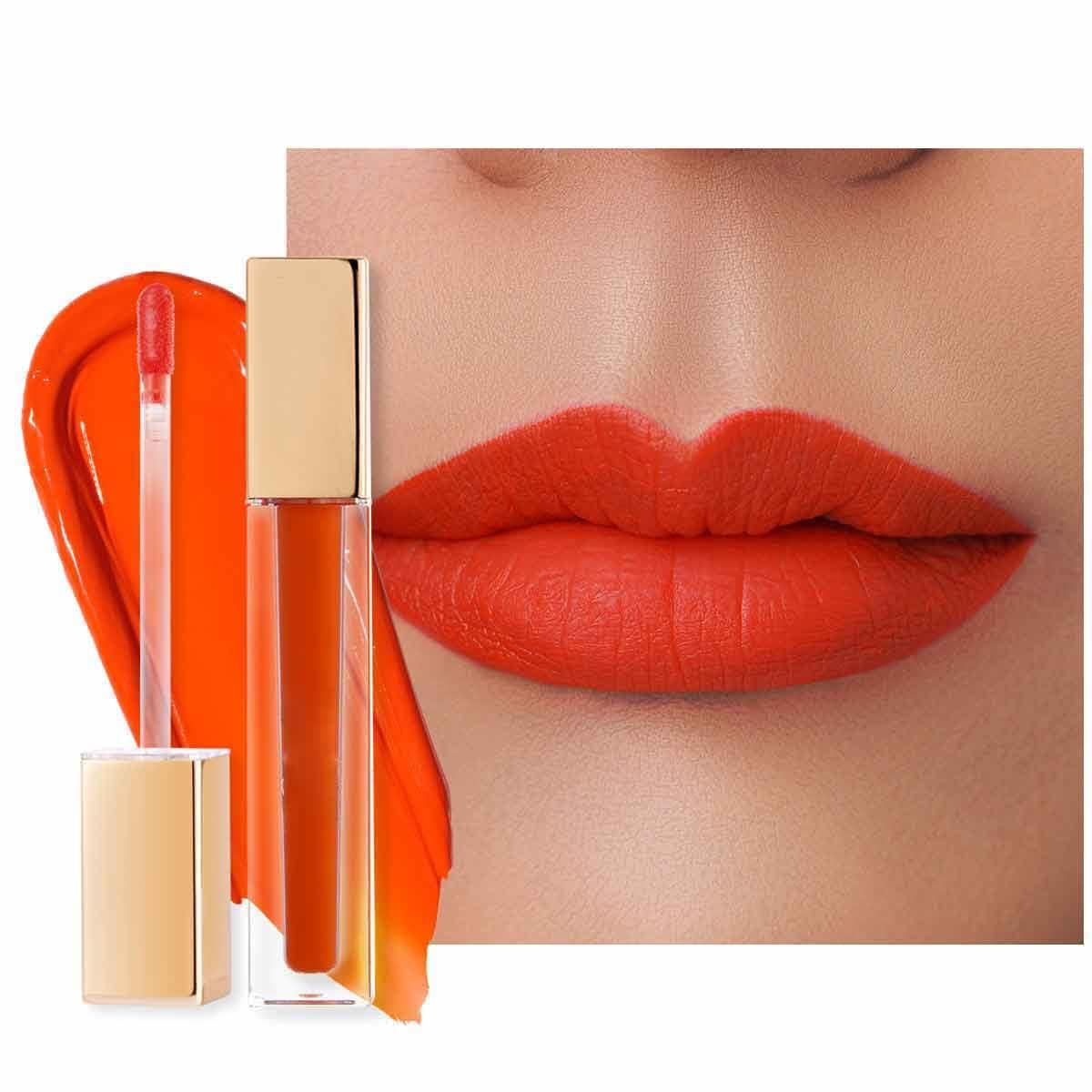 Oulac Oulac Matte Liquid Orange Lipstick for Women, Long Lasting Lipstick Waterproof Lip Stain, No Transfer, Creamy High Pigmented Formula with Rose Oil, Vegan & Cruelty-Free,Orange Red M07