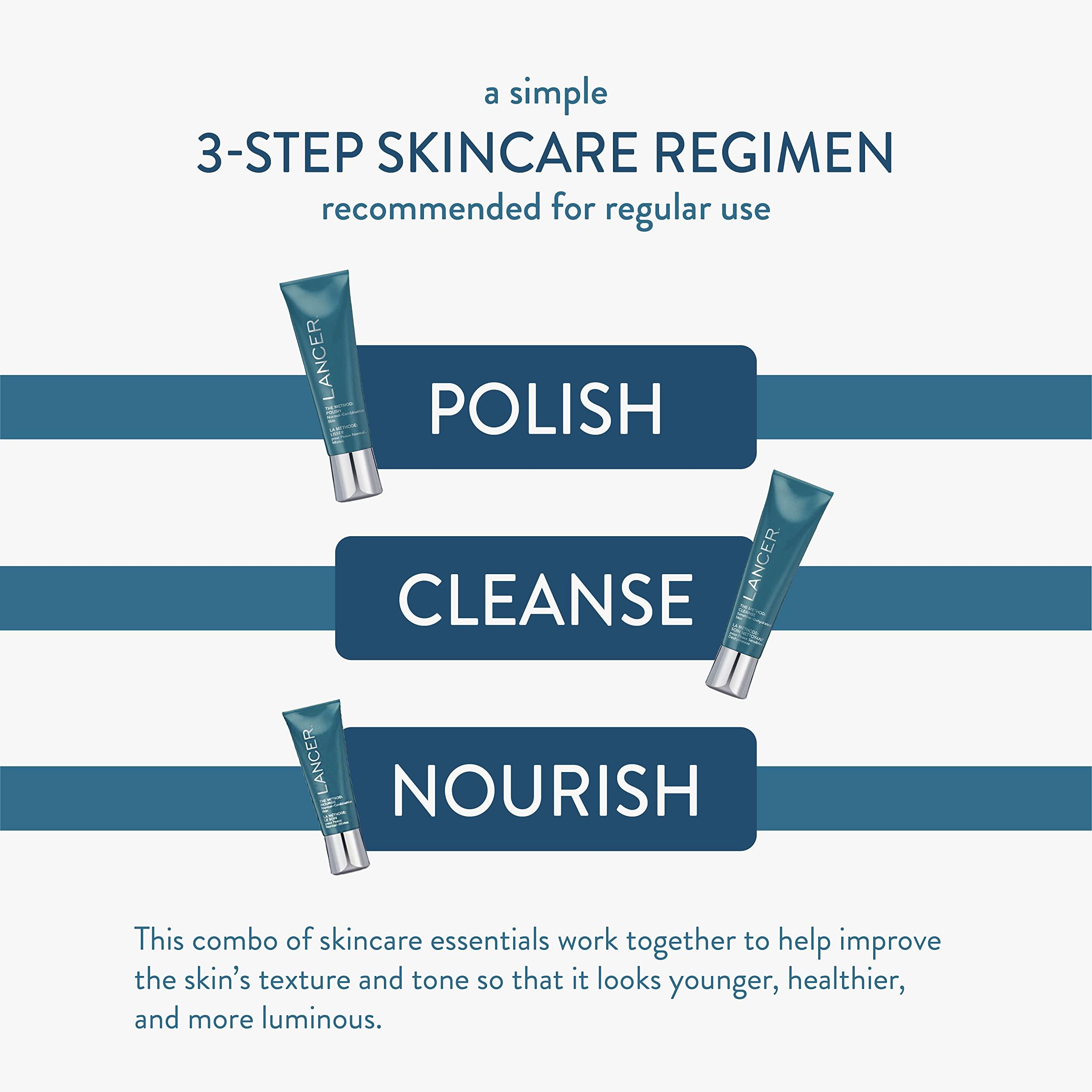 Lancer Lancer Skincare The Method Intro Kit, 3-Step Facial Exfoliator, Cleanser, and Moisturizer Kit for Oily or Congested Skin