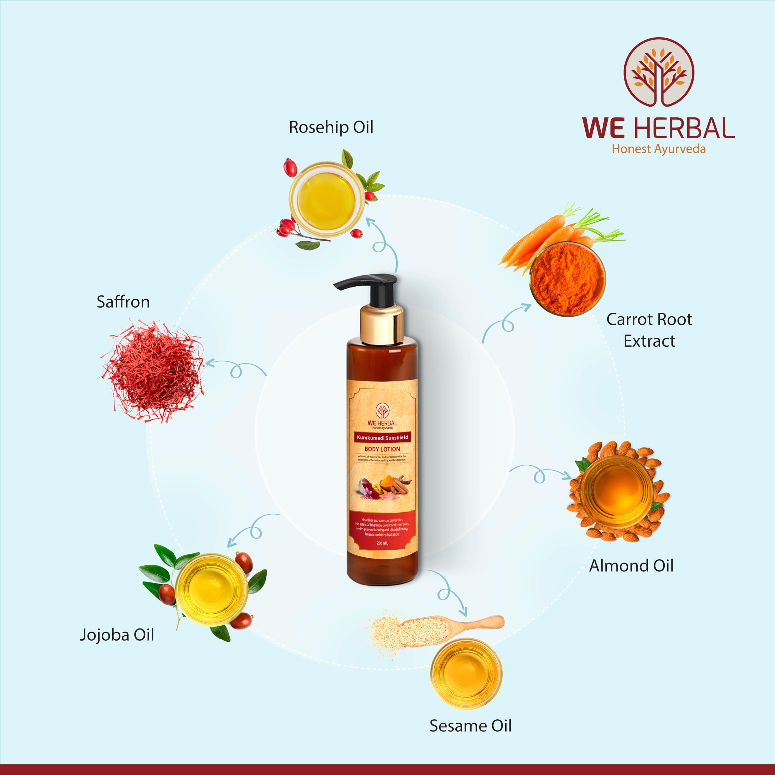 WE HERBAL Honest Ayurveda WE HERBAL Honest Ayurveda Kumkumadi Sunshield Body Lotion, 1 Fl Oz (Pack of 1)