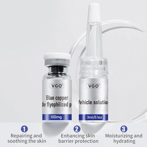 VGO VGO Blue Copper Peptide Lyophilized Powder, Hydrates and Soothe The Skin, Increase The Protective Power of The Skin Barrier(7 Sets Contain Vehicle Solution 3ml/0.1oz+ Lyophilized Powder 100mg)