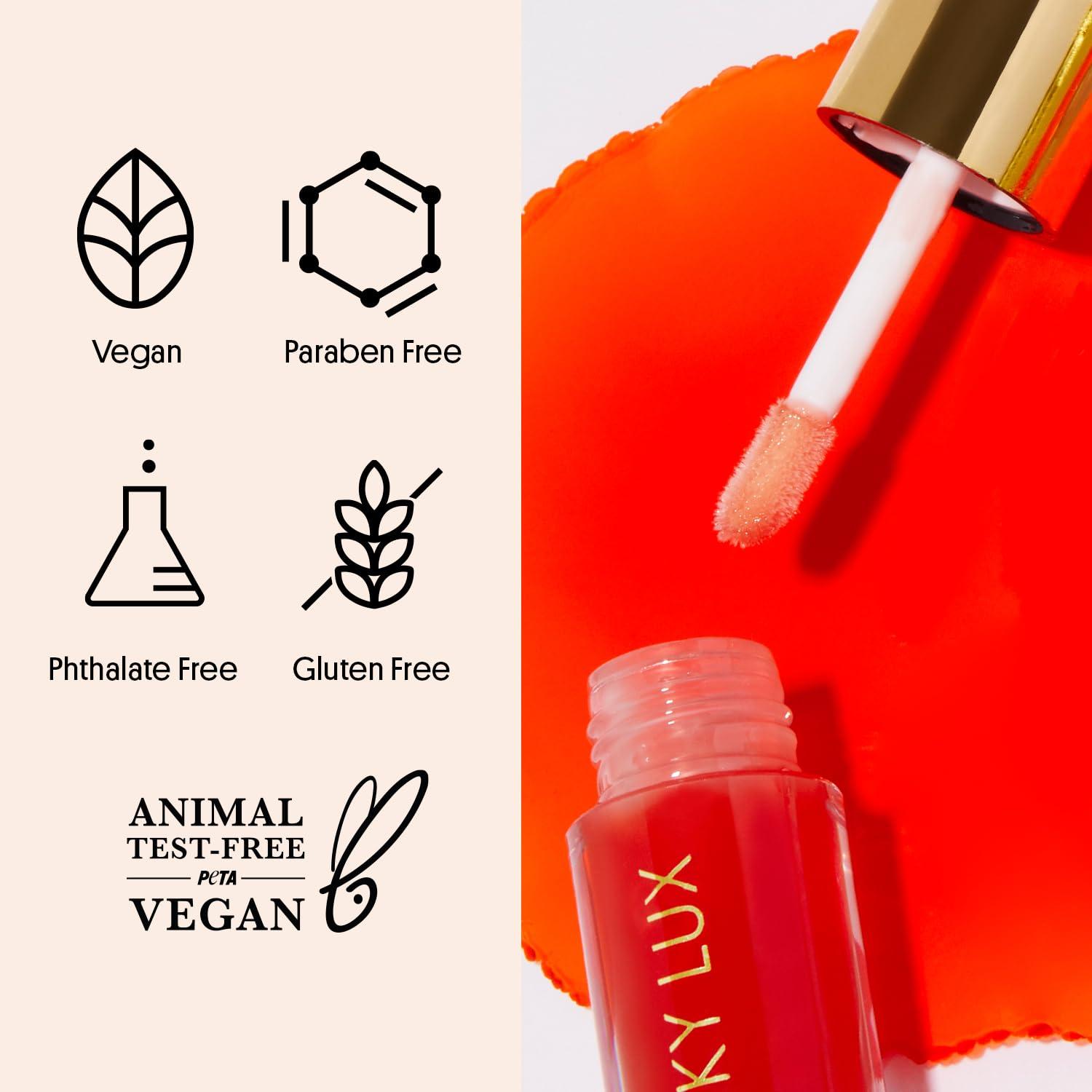 Winky Lux Winky Lux Barely There Sheer Tinted Lip Oil, Hydrating Lip Gloss Tint, Tinted Coral Glossy Lip Balm, Juicy Non Sticky Lip Gloss, Orange Lip Oil & Lip Tint with Jojoba Oil, Flush