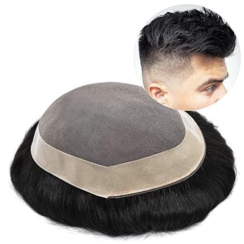 Notherss Notherss Toupee for Men Durable Fine Mono Hair System Skin NPU Natural Looking Monofilament Wigs Mens Toupee Hairpieces Medium Density European Human Hair Pieces For Men Hand Tied Men Toupee