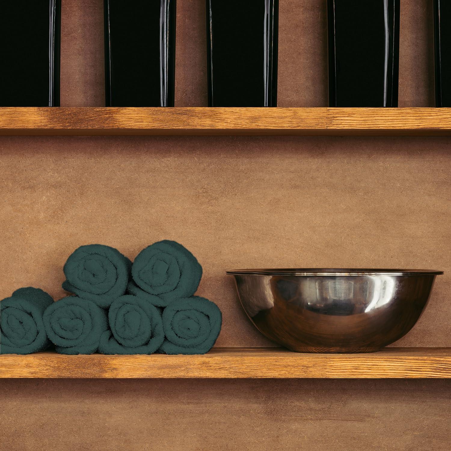 Arkwright LLC Arkwright Bleach Proof Salon Towels Bulk - Case of 180 - Highly Absorbent, 100% Cotton, Quick Dry Spa Face Towel for Hair Stylist, Barber, Pedicure, and Esthetician, 16 x 27 in, Hunter Green