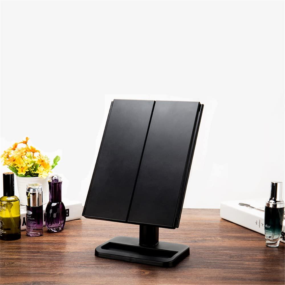IFGSEQQQ IFGSEQQQ Led Trifold Mirror Vanity Mirror with Lights Simple Shape Dimmable Touch Control Design Portable High Definition Dual Power Supply for Bathroom