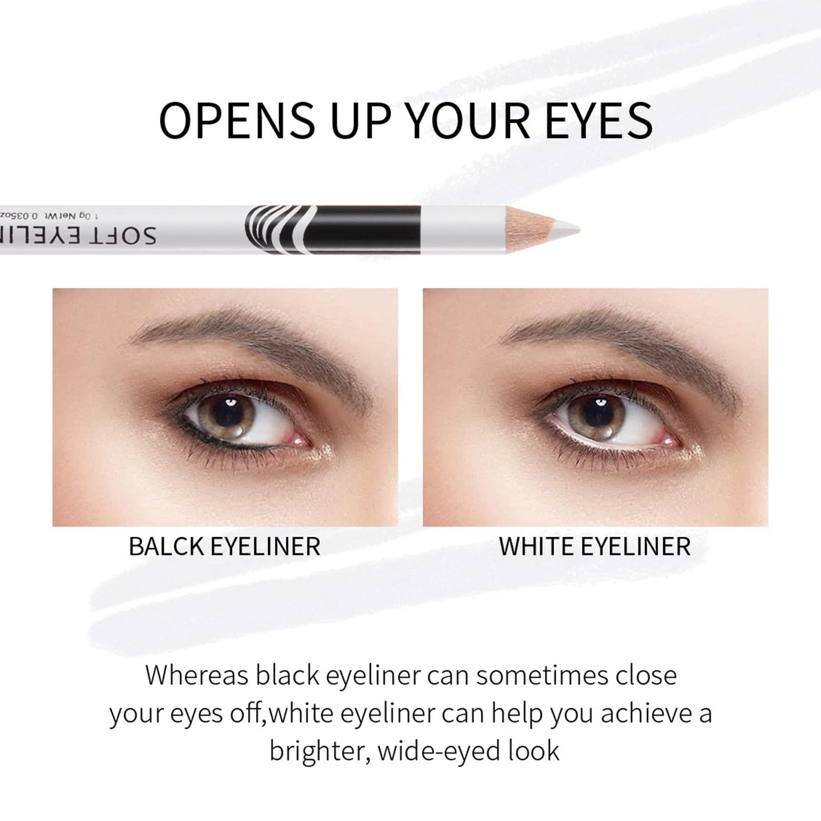 DekRion White Eyeliner Pencils, 12PCS Professional Highlighters Eye Liner Pencils Eye Brightener, White Eye Liners Makeup Pencils Waterproof Long-lasting Eyeshadows Beauty Makeup Tools for Women