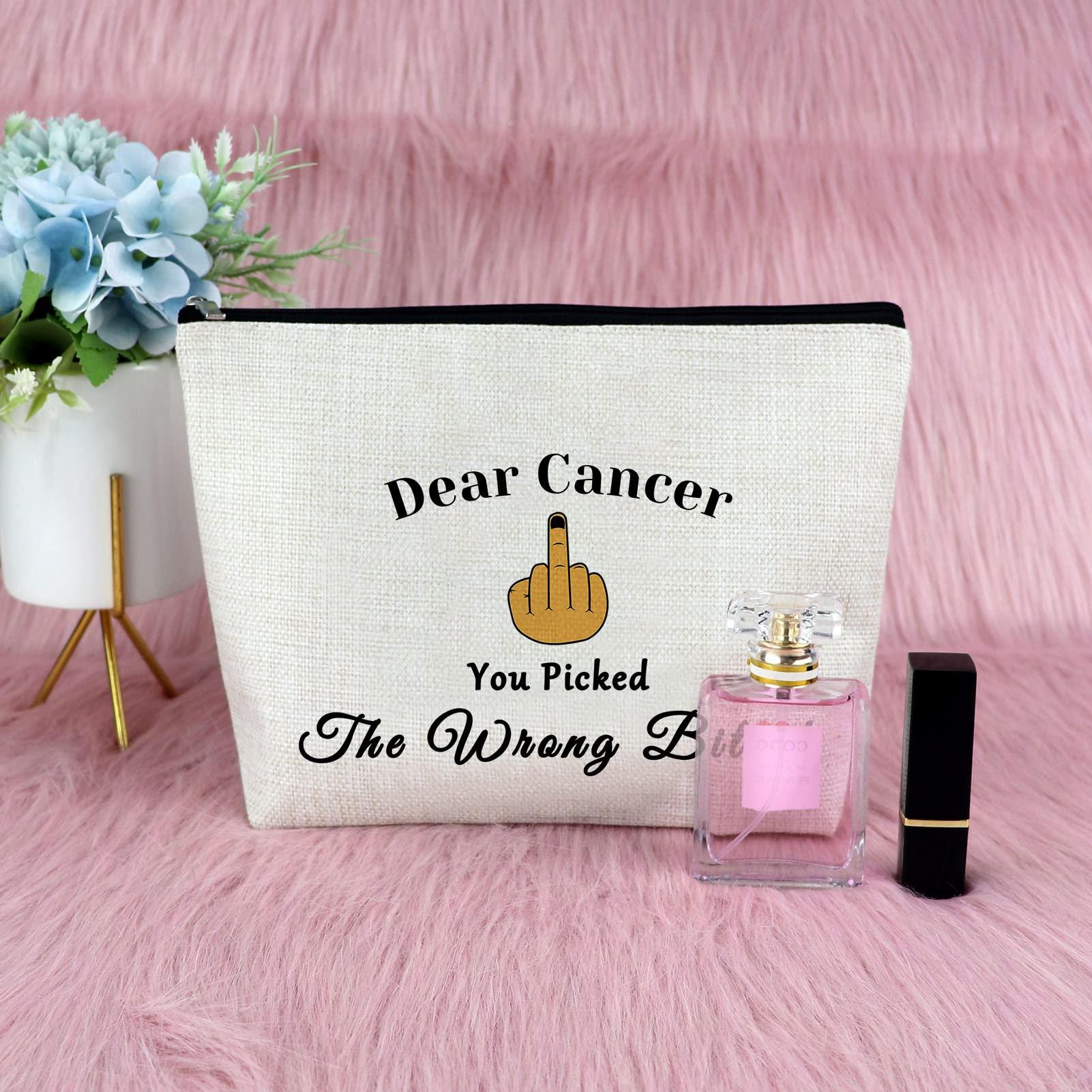 Sfodiary Cancer Awareness Gift for Women Makeup Bag Cancer Fighter Survivor Gift Cancer Gift for Chemo Patient Chemotherapy Gift for Women Recovery Gift Christmas Inspirational Gift Travel Cosmetic Bag